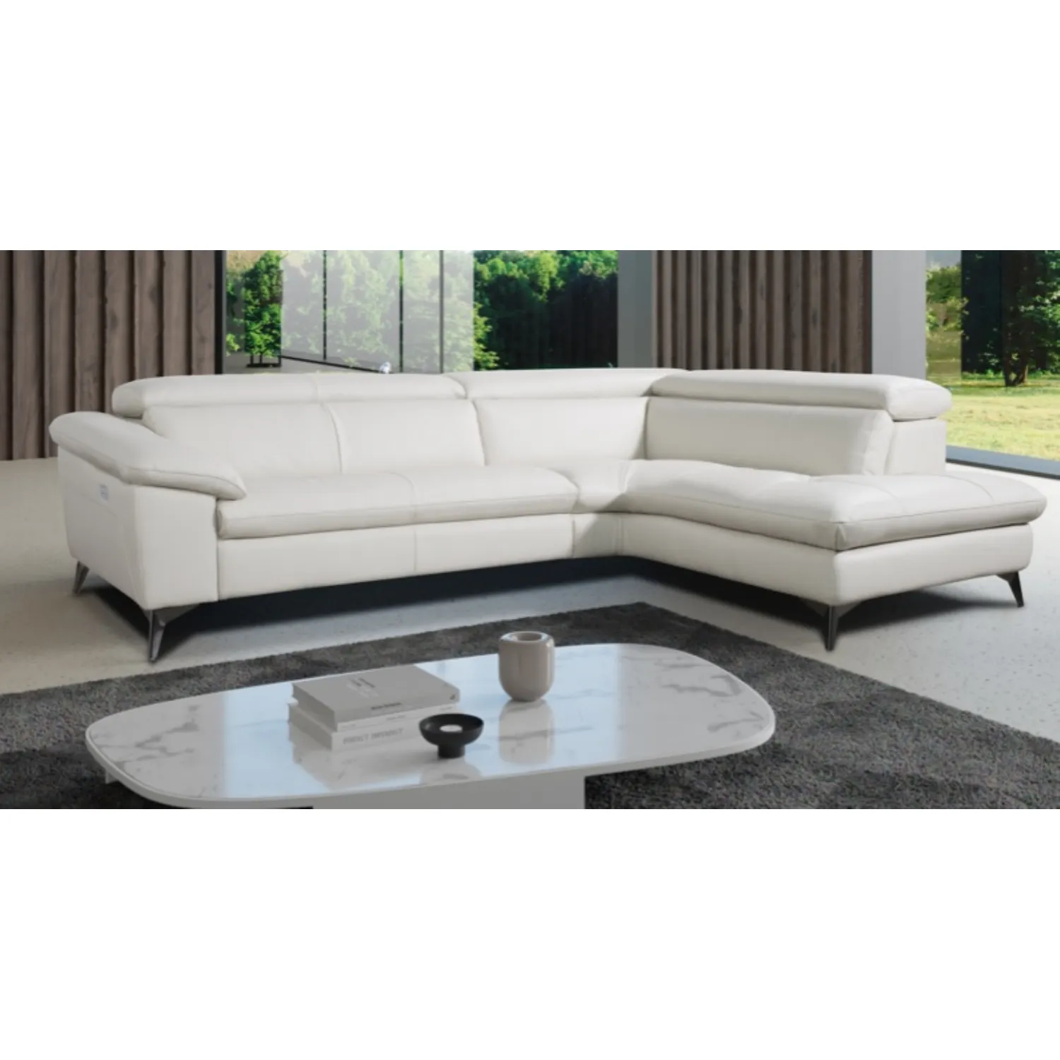 Italian Leather Electric Reclining Corner Sofa Set