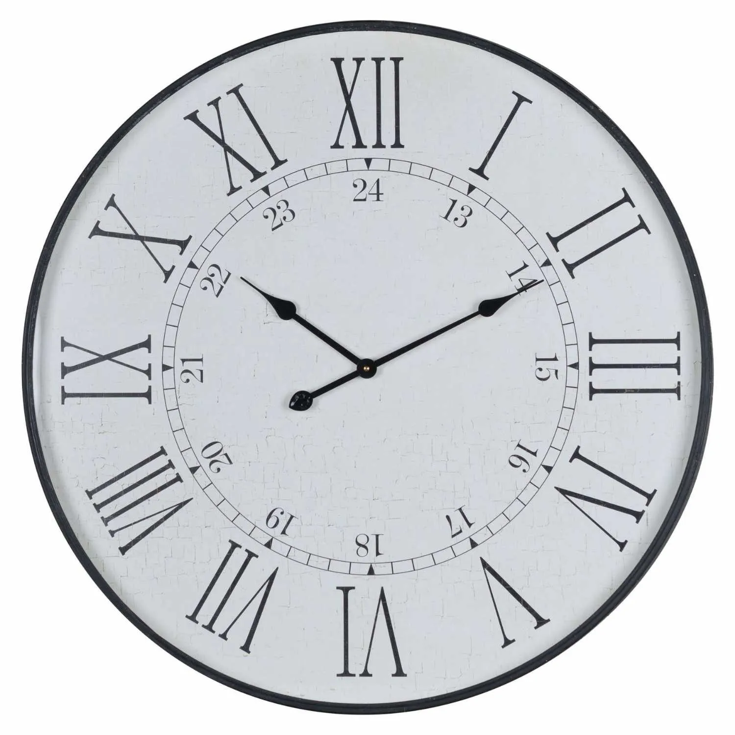 Large Embossed 80cm Round White Wood Station Wall Clock With Roman Numerals