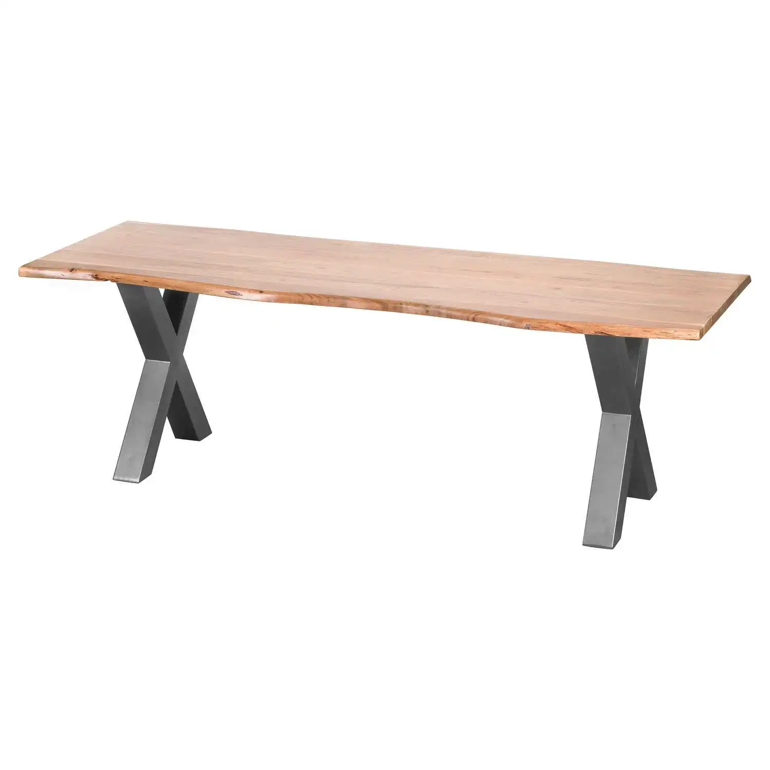 Modern Style Live Edge Acacia Wood Large X Leg Rectangular Dining Table 78 x 100cm