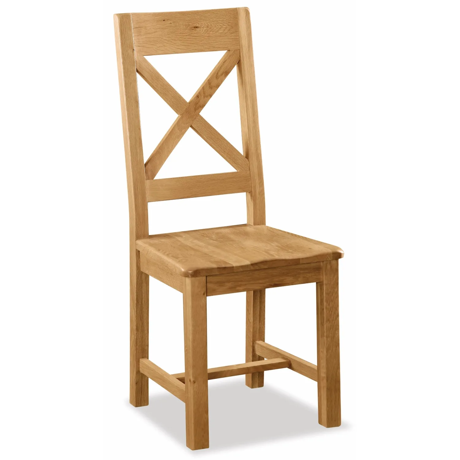 Rustic Solid Oak Cross Back Dining Chair with Solid Seat