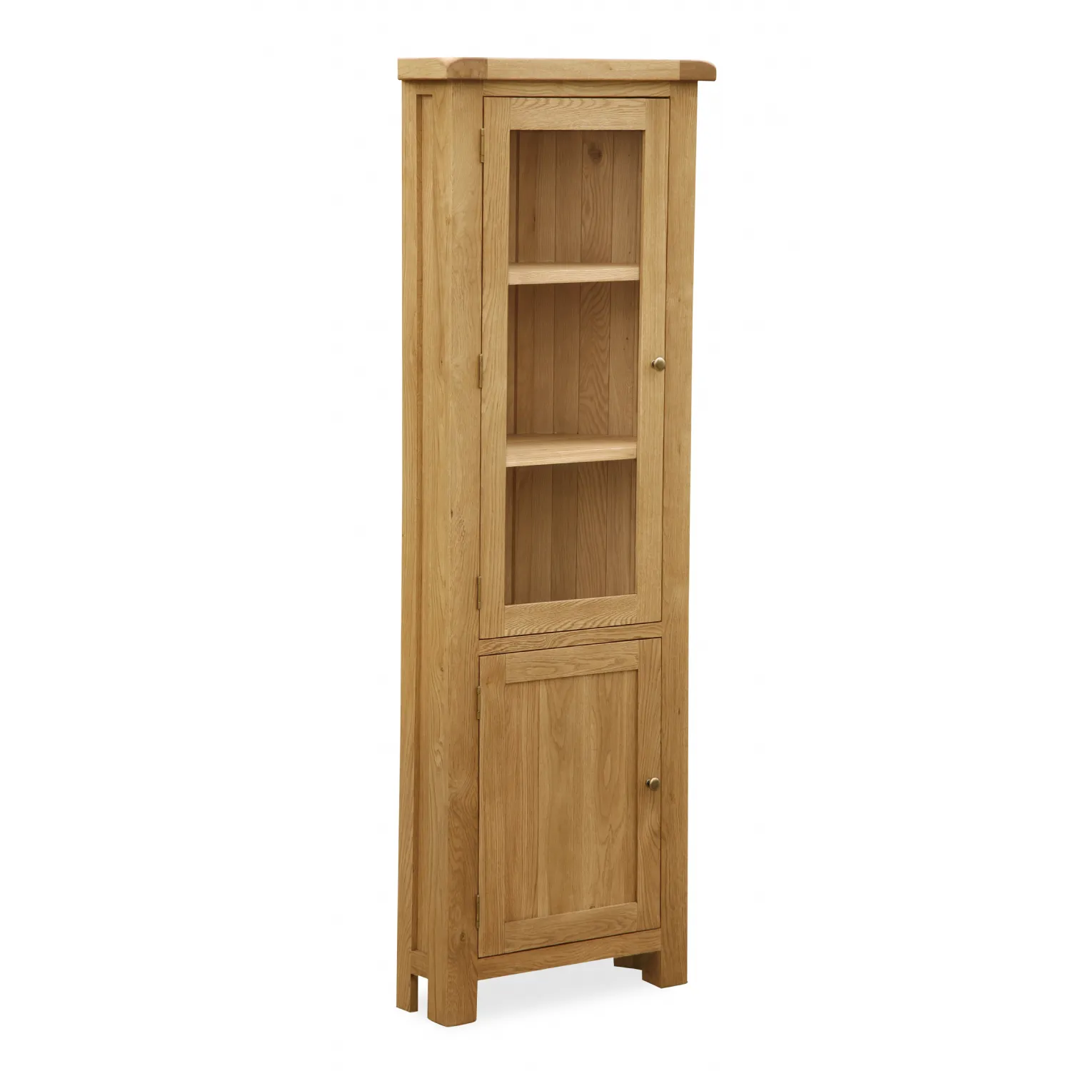 Salisbury Rustic Solid Oak Corner Display Cabinet Fit And Furnish