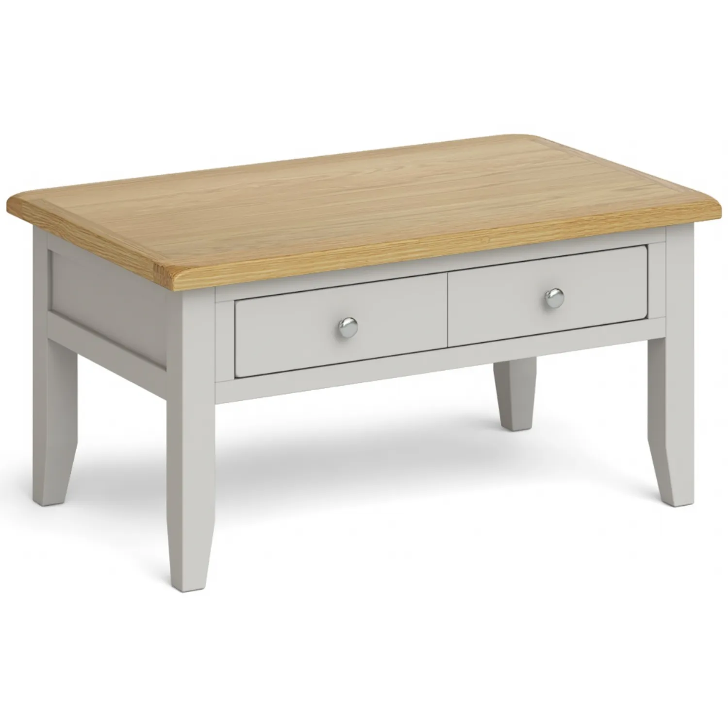 Solid Oak and Grey Painted 90cm Coffee Table