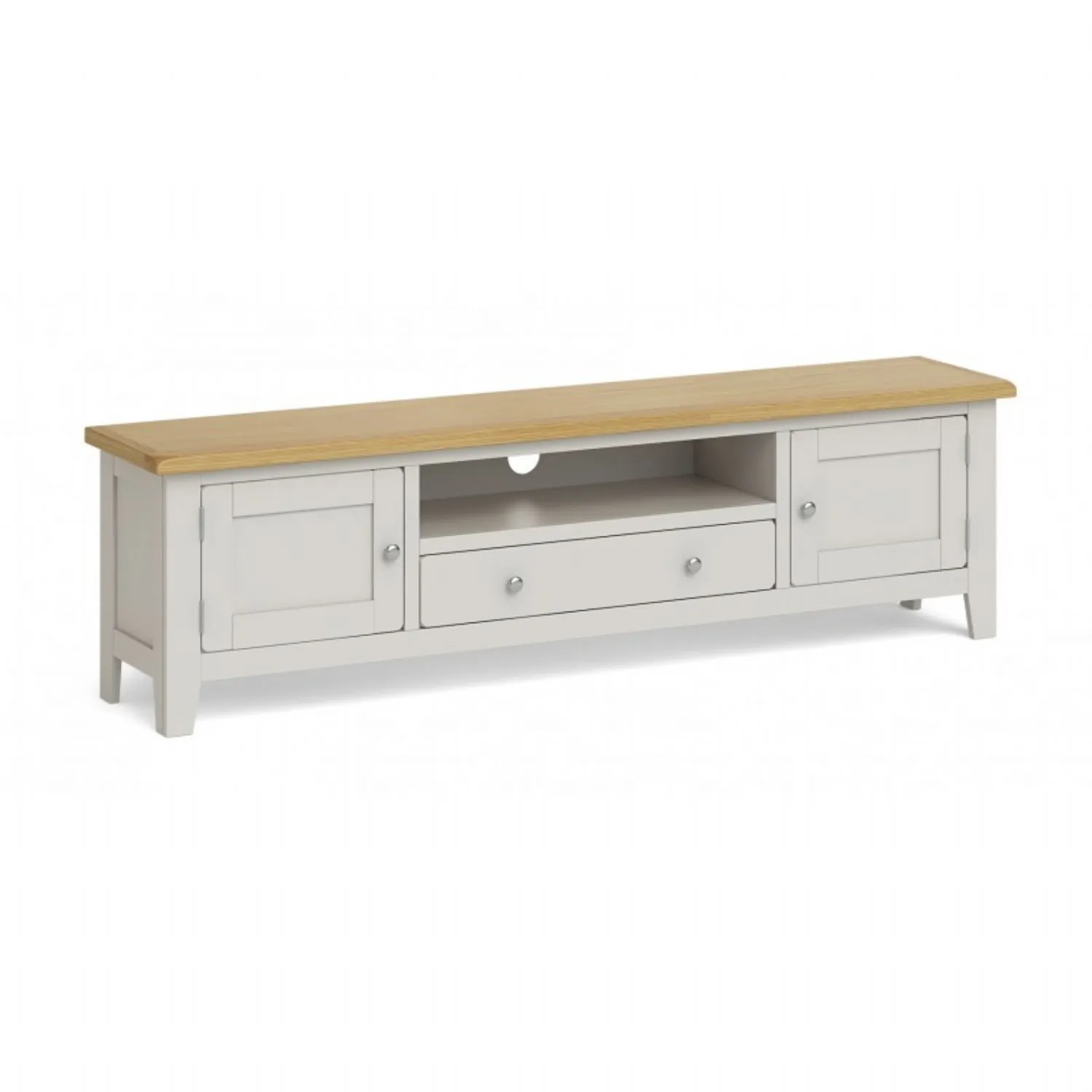 Solid Oak and Grey Painted 180cm Extra Long TV Cabinet