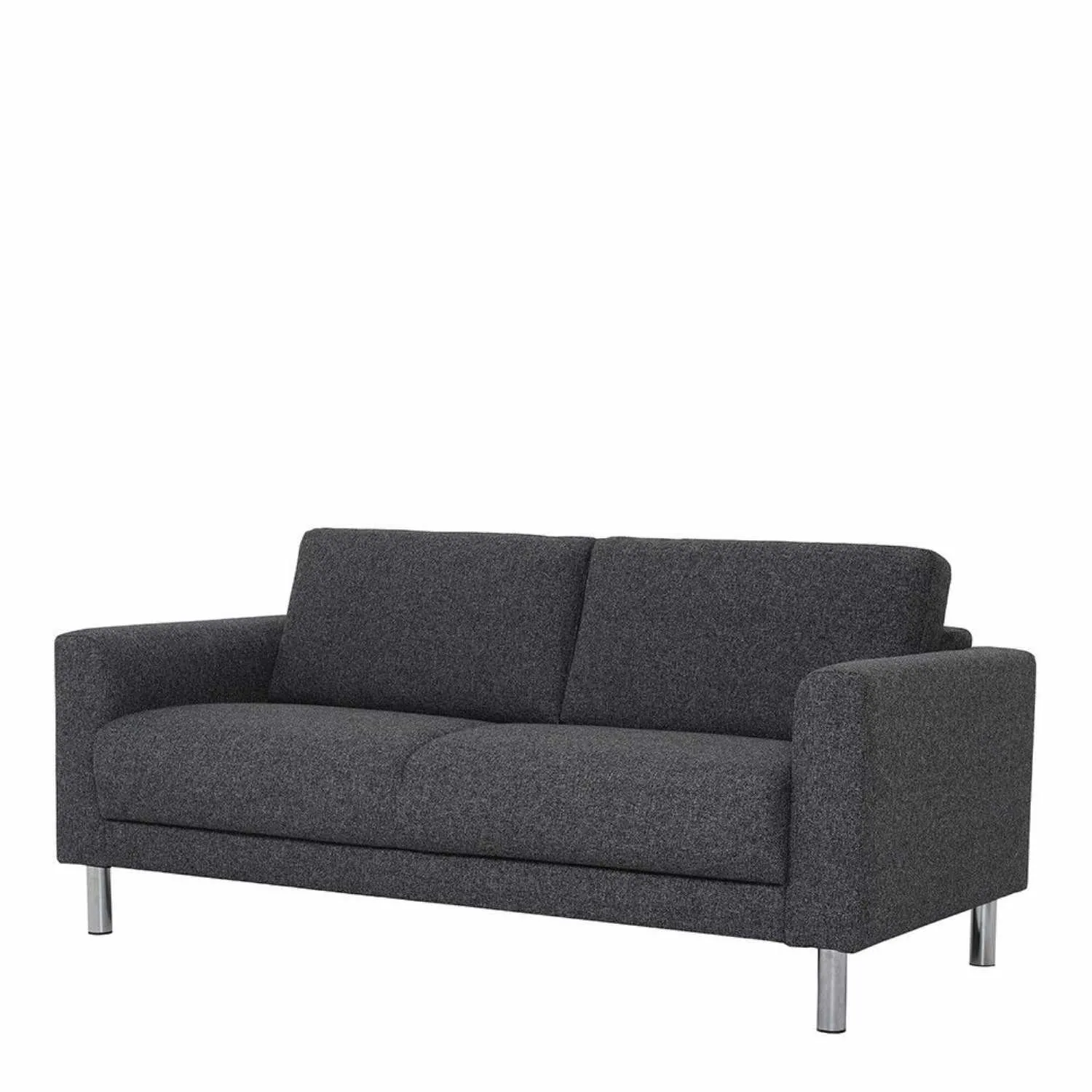 Modern Dark Grey Fabric 2 Seater Sofa on Chrome Feet