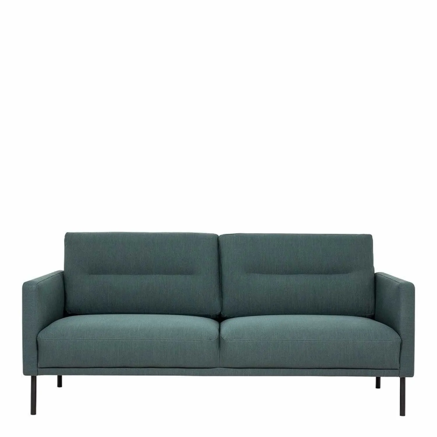 Modern Medium 2.5 Seater Sofa Dark Green Fabric on Black Metal Legs