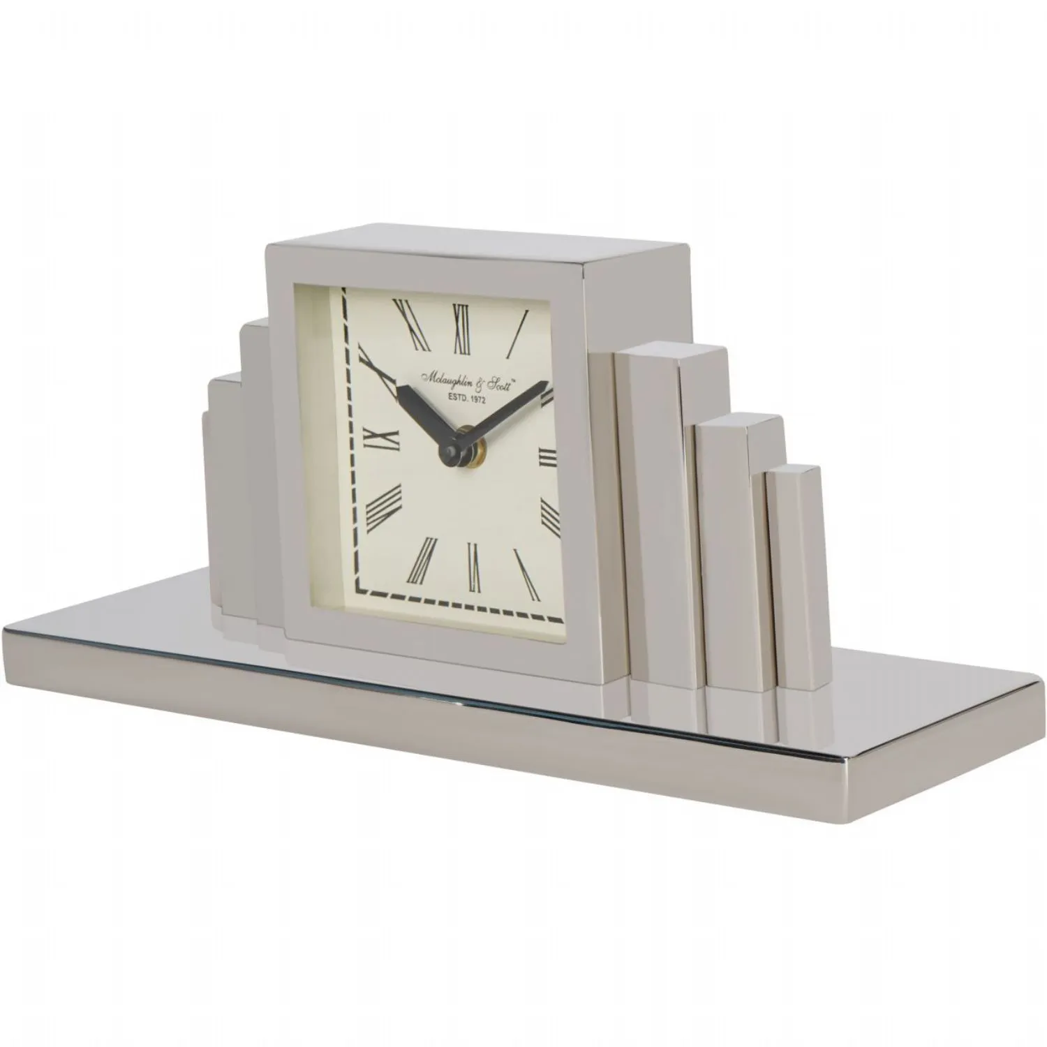 Art Deco Silver Nickel Plated Mantel Clock