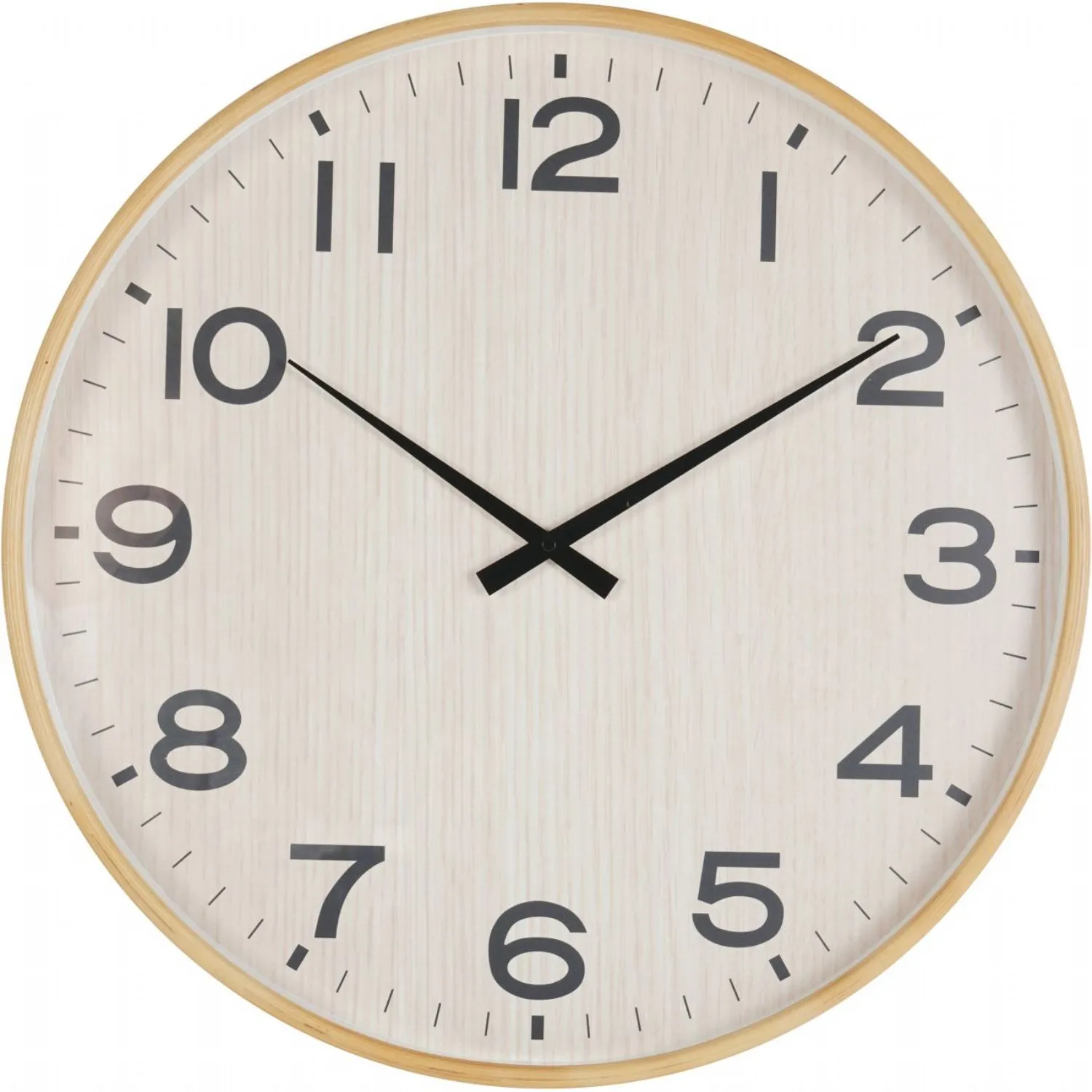 Light Natural Grain Effect Round Wall Clock 53cm Diameter