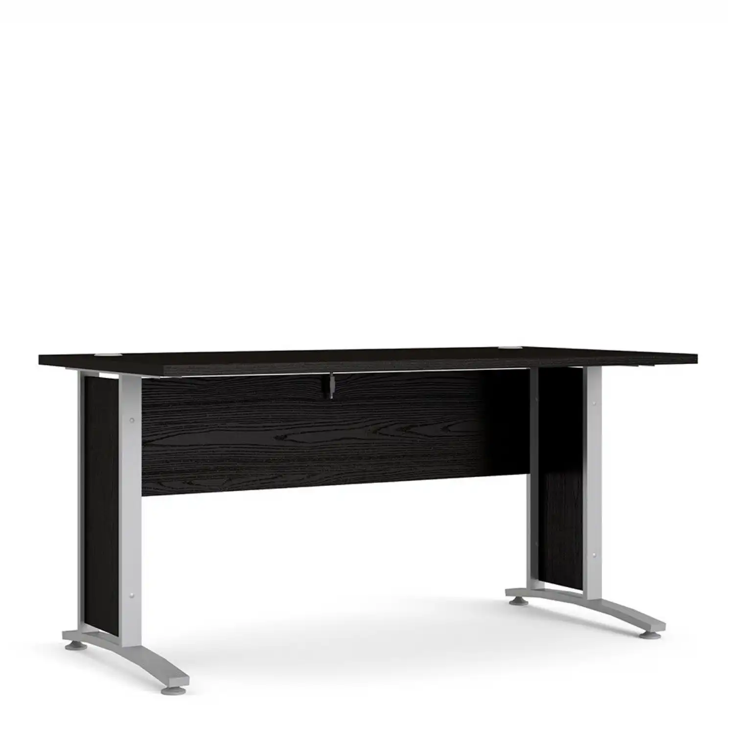 Desk 150 cm in Black woodgrain With Silver grey steel legs