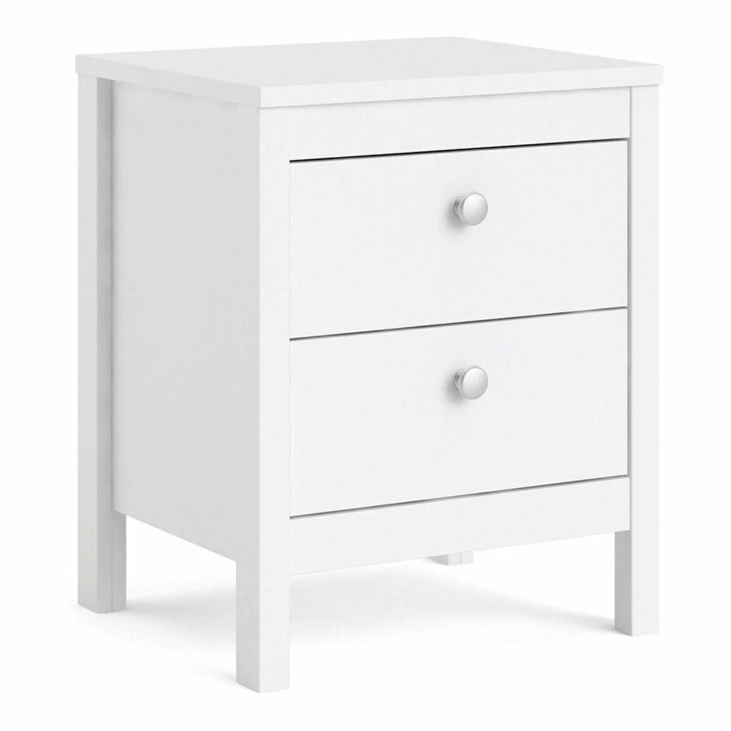 Bedside Table 2 drawers in White