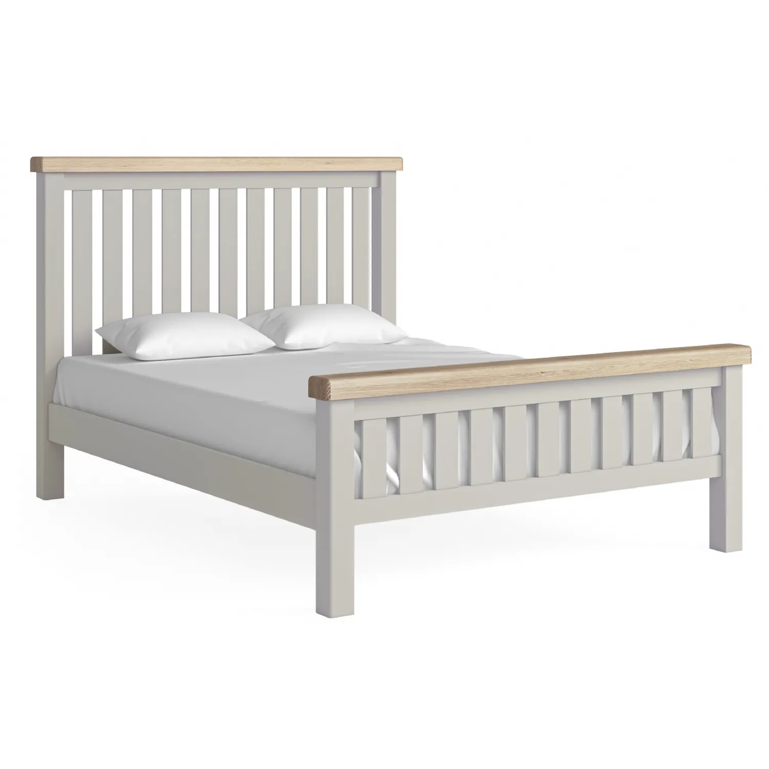 Grey Painted and Washed Oak 5ft Slatted Bed Low End