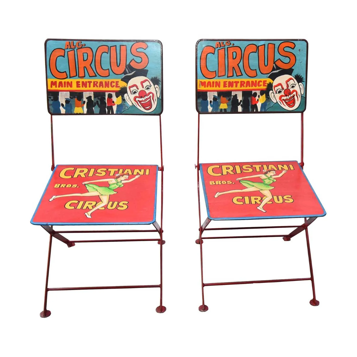 Carnival Hand Painted Multi Coloured Iron Metal Circus Folding Chair