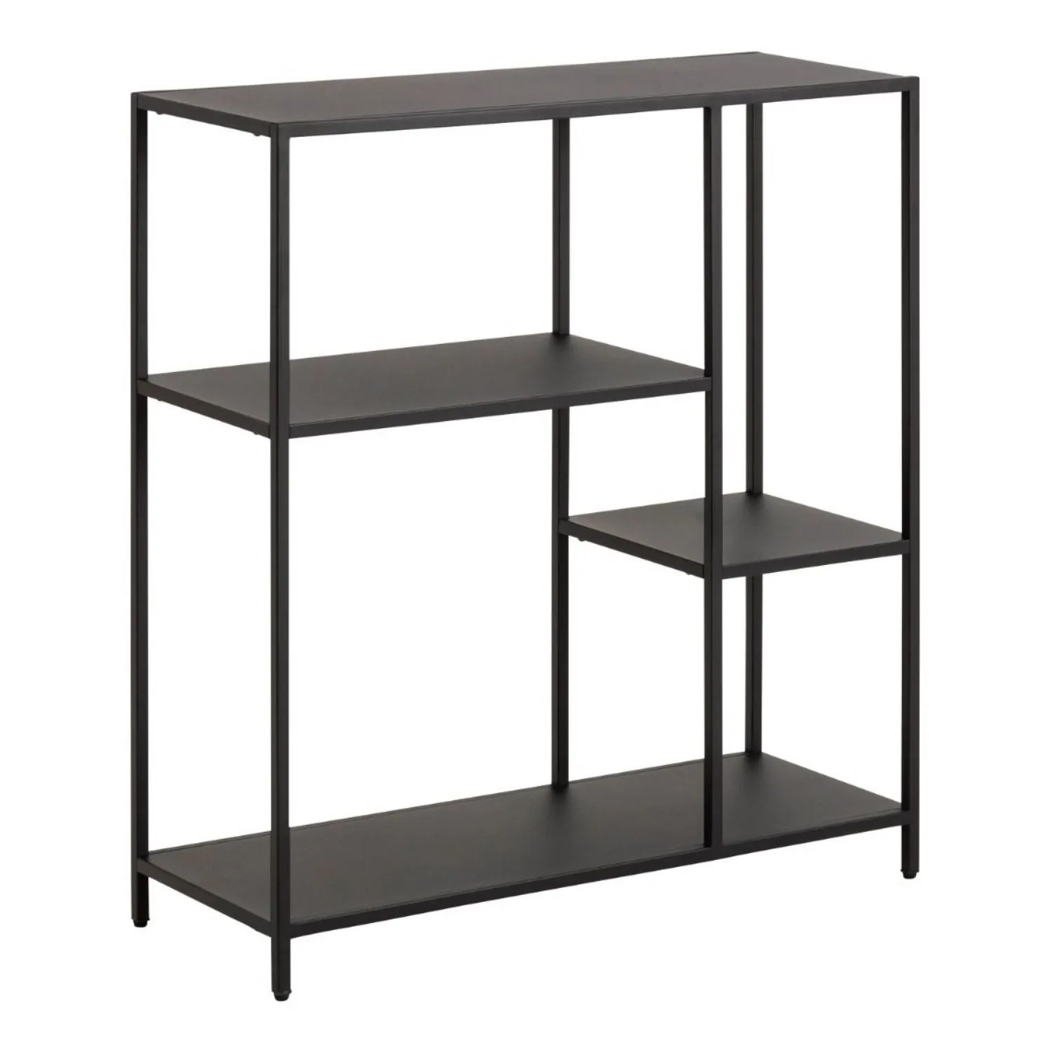 Newcastle Asymmetrical Bookcase with 3 Shelves in Matt Black