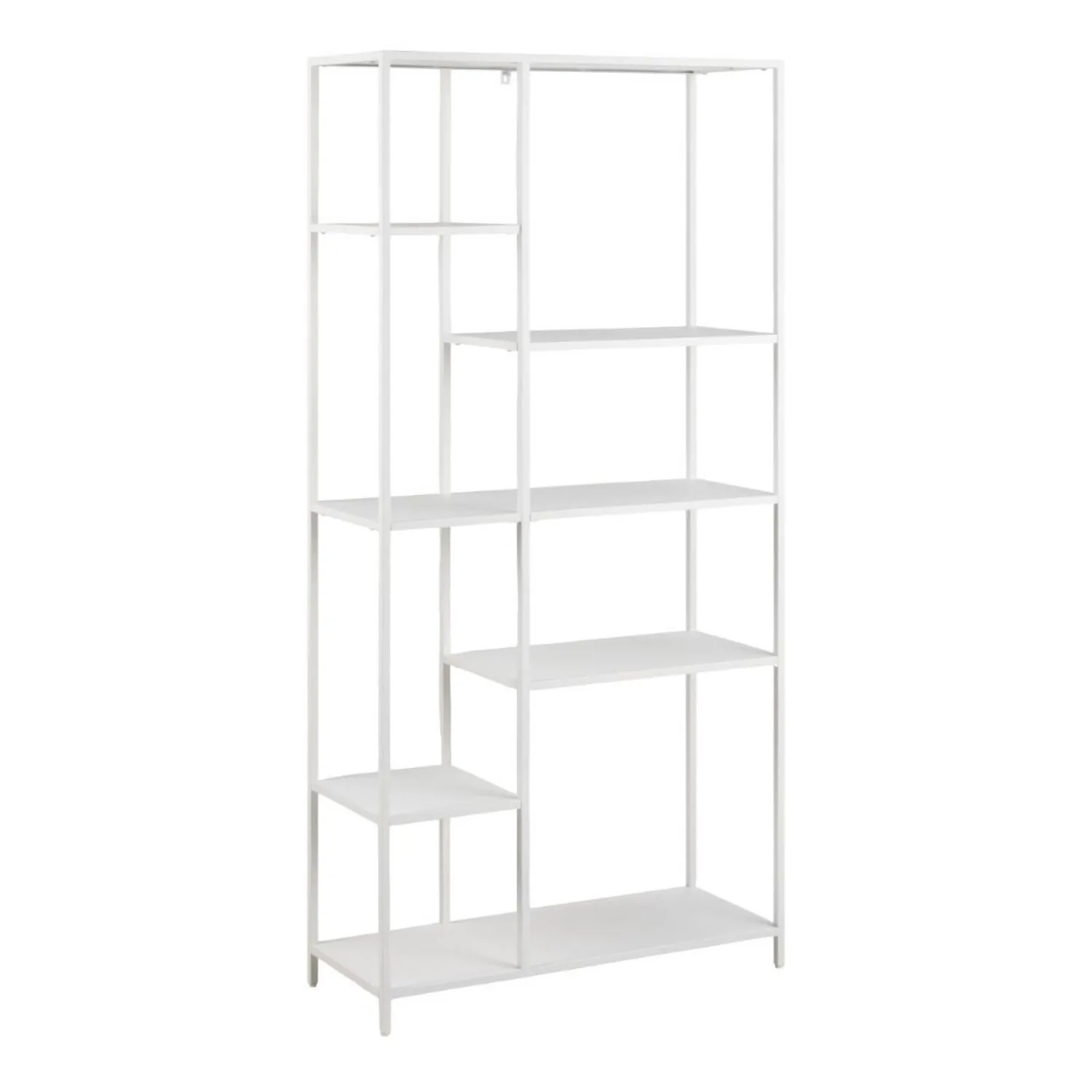 Newcastle Asymmetrical Bookcase with 6 Shelves in White