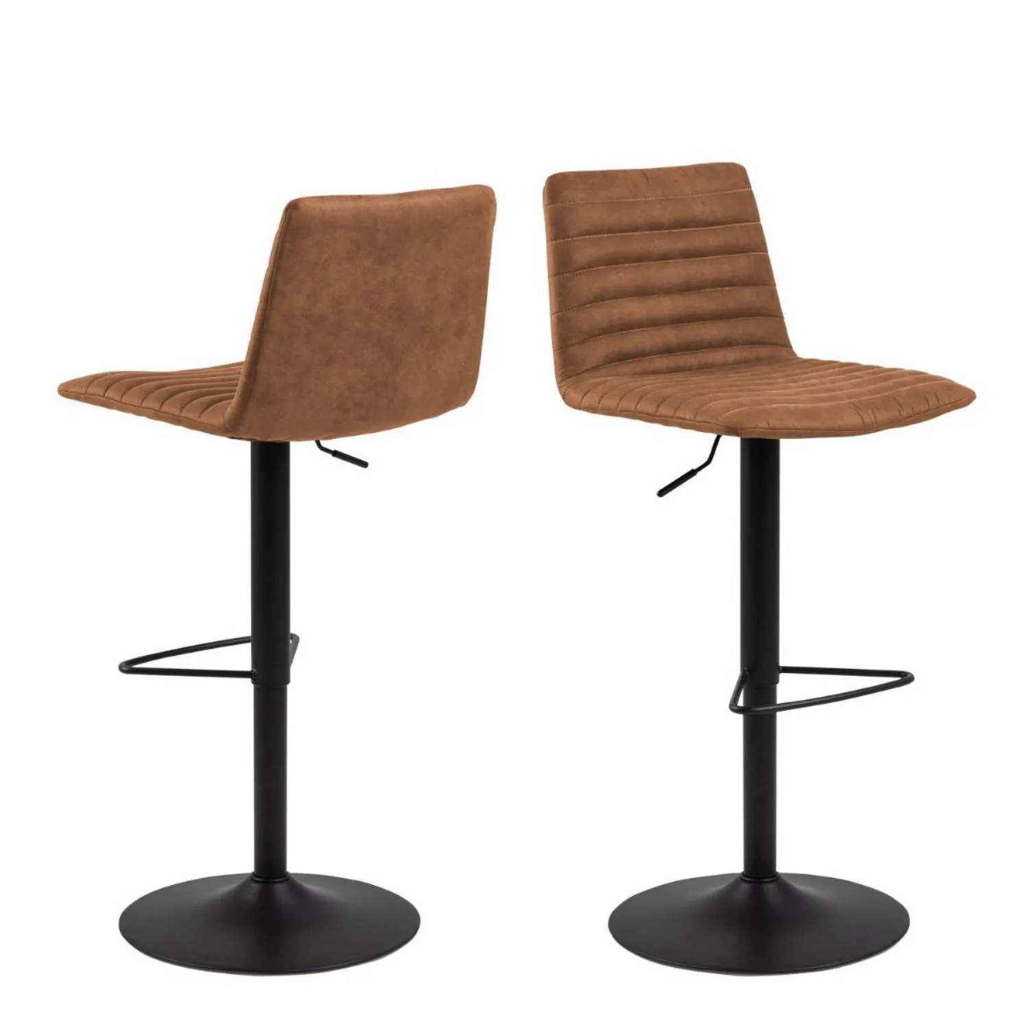 Kimmy Bar Stool with Brown Fabric in Set of 2