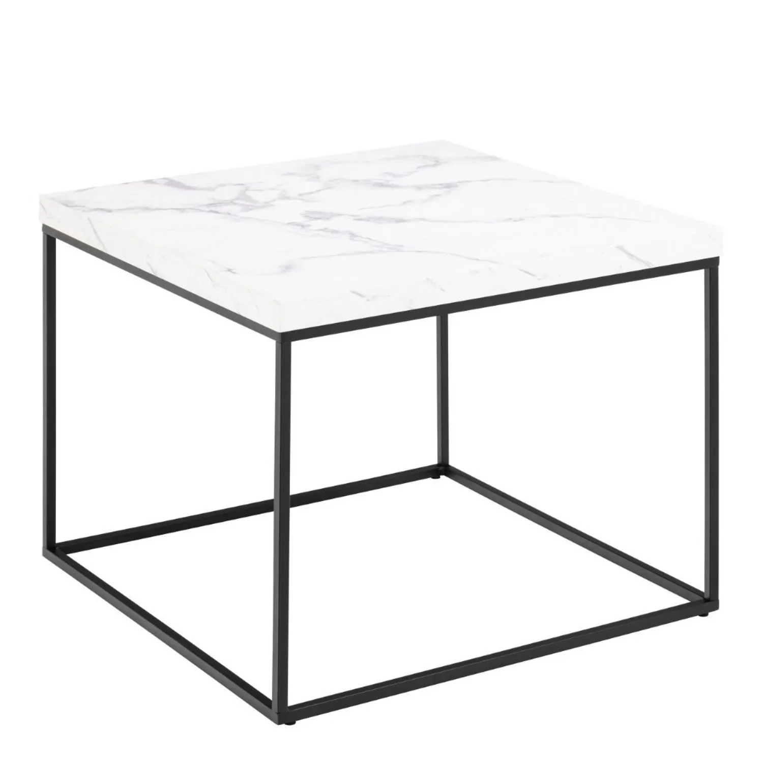 Barossa Coffee Table with White Marble Effect Top & Black Steel Base 60cm