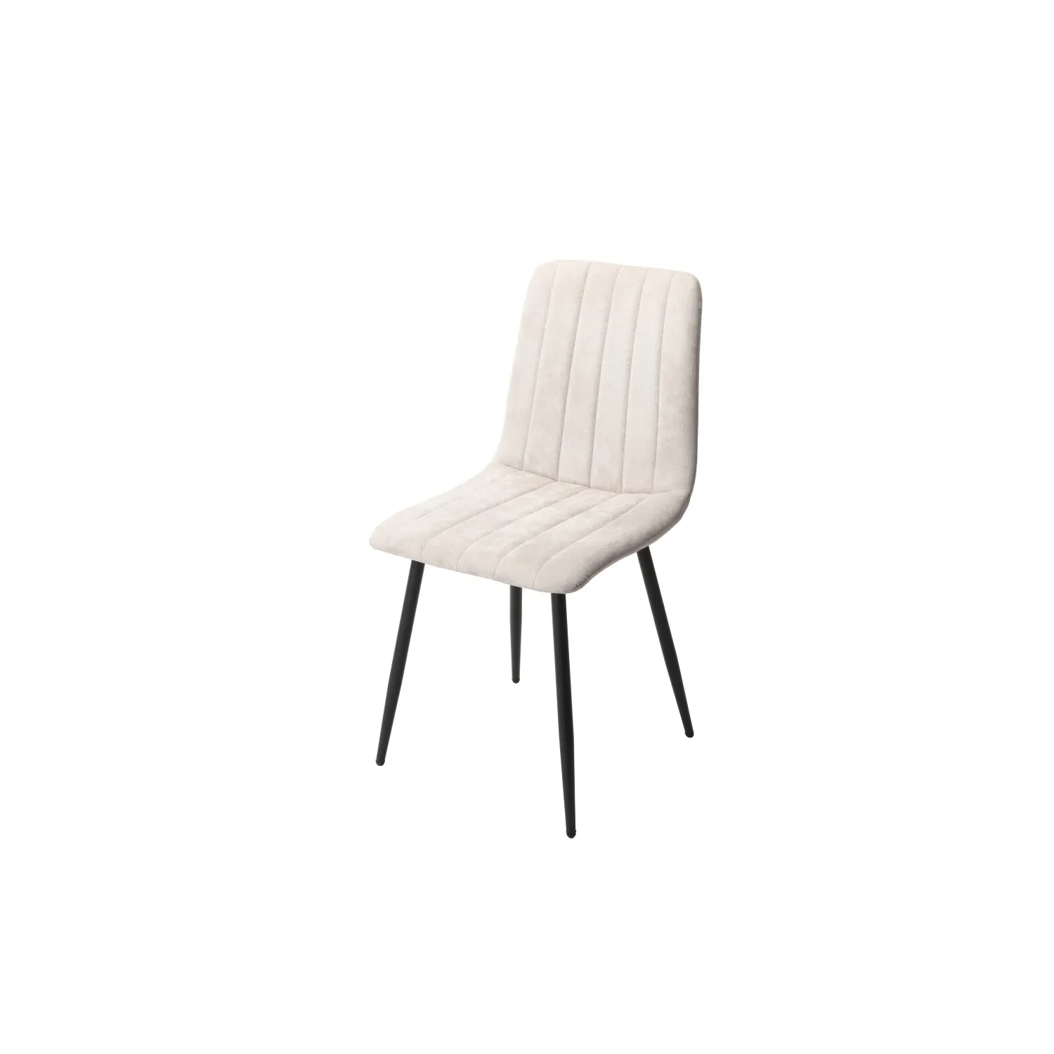 Natural Fabric Dining Chair with Black Tapered Legs