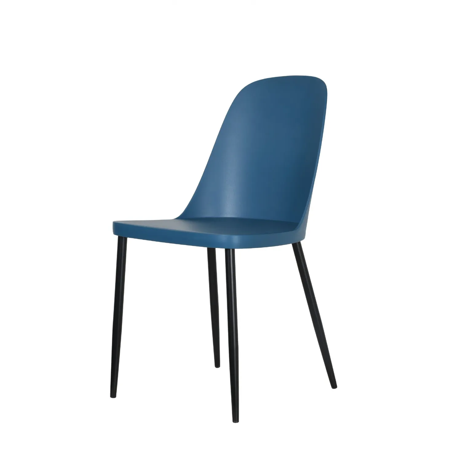 Blue Duo Dining Chair With Black Metal Legs