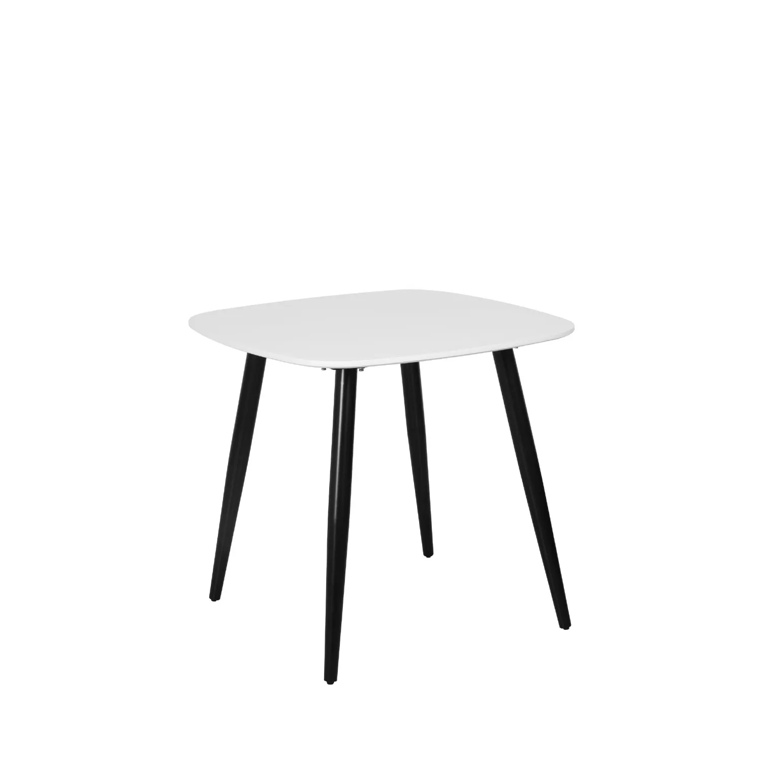 White Small Square Dining Table With Black Tapered Legs