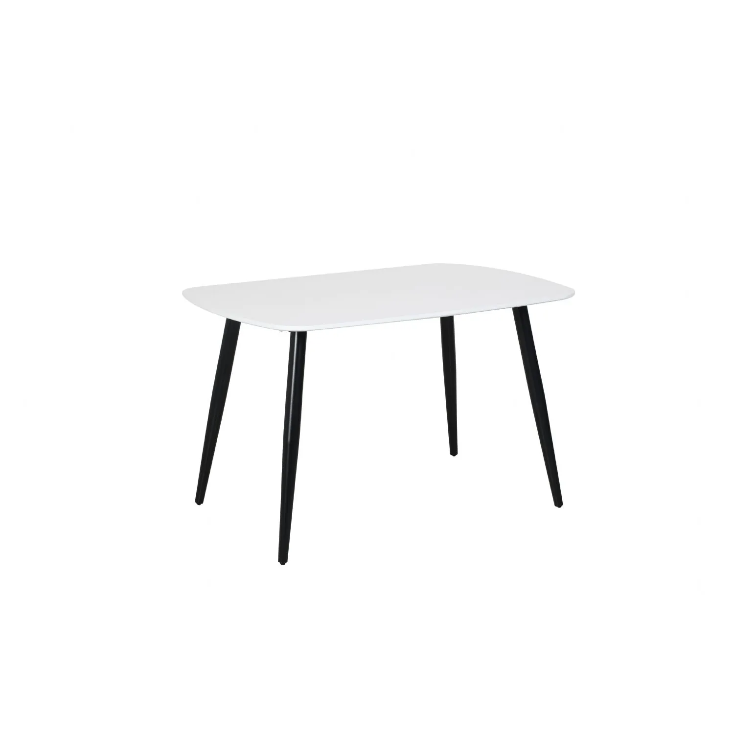 White Small Rectangular Dining Table With Black Tapered Legs