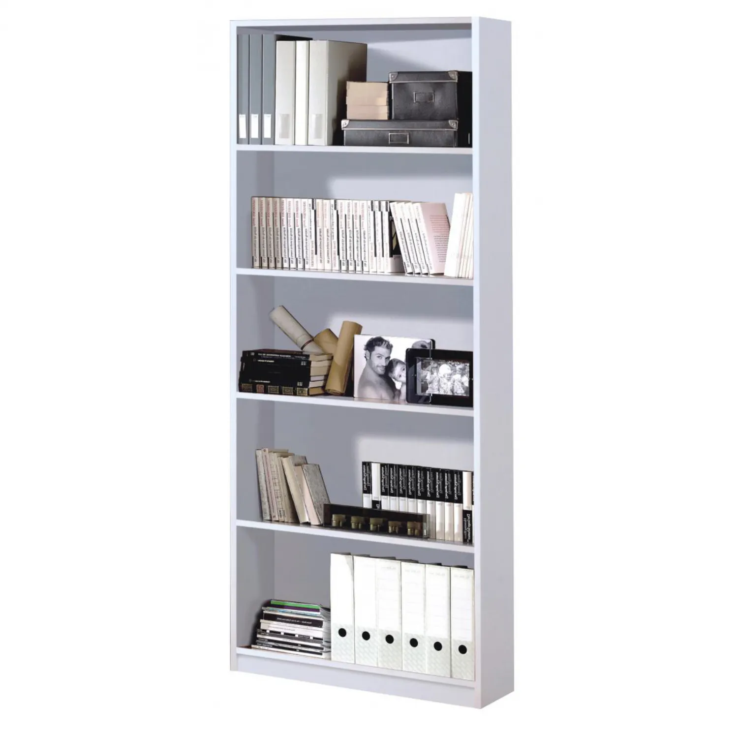 Antarctic Satin White 5 Shelf Bookcase