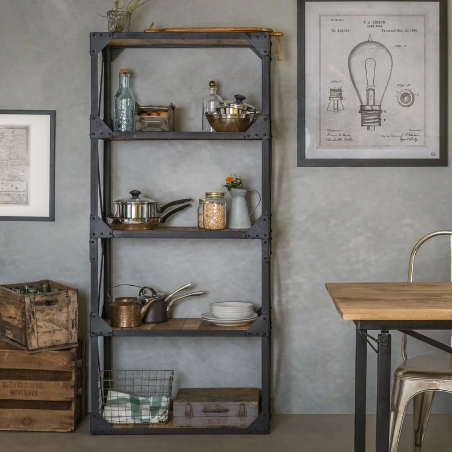 Indian Industrial Reclaimed Tall Bookcase