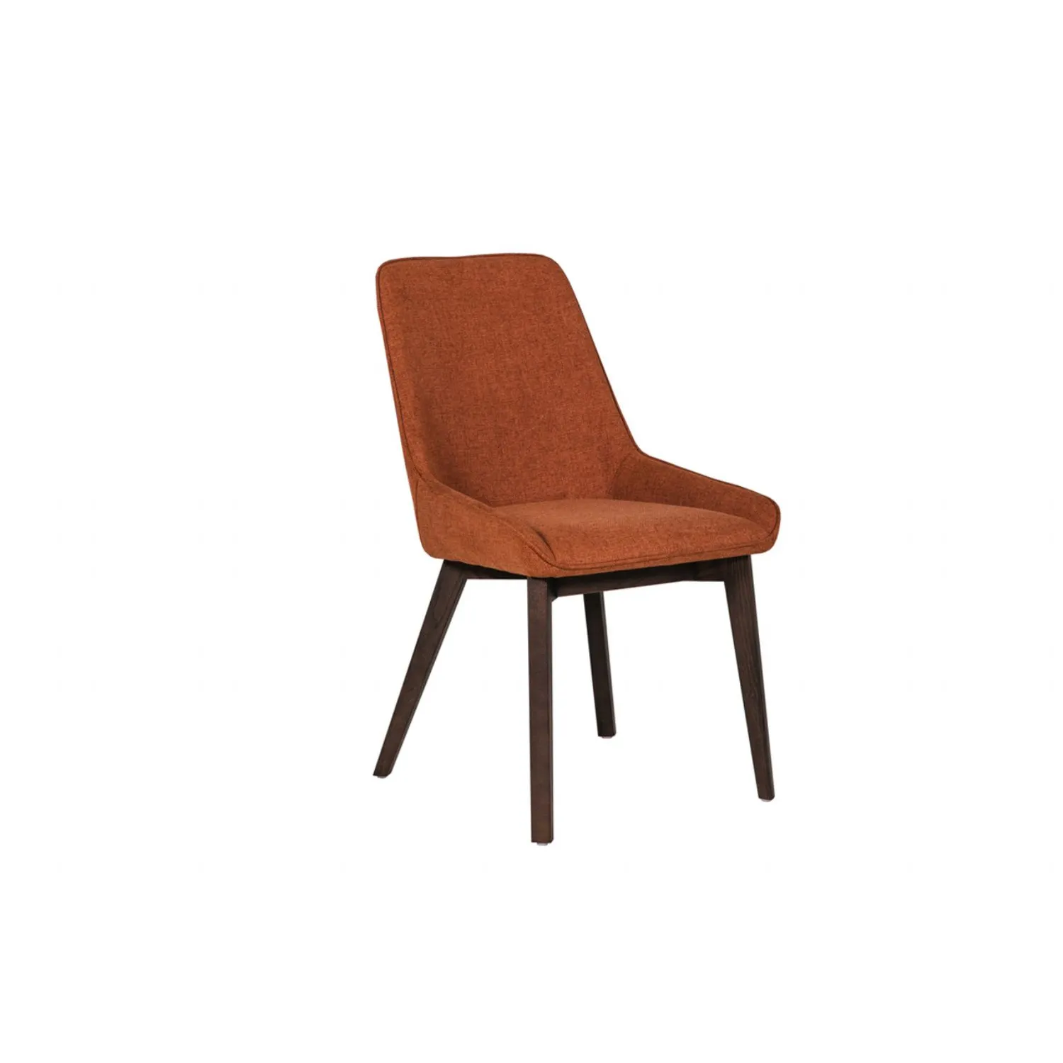 Rust Orange Fabric Dining Chair with Dark Wood Legs