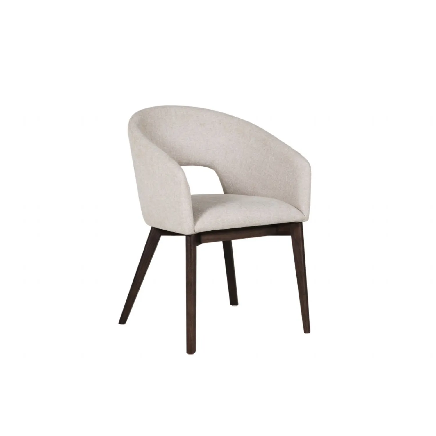 Natural Cream Fabric Dining Chair Walnut Dark Wood Legs