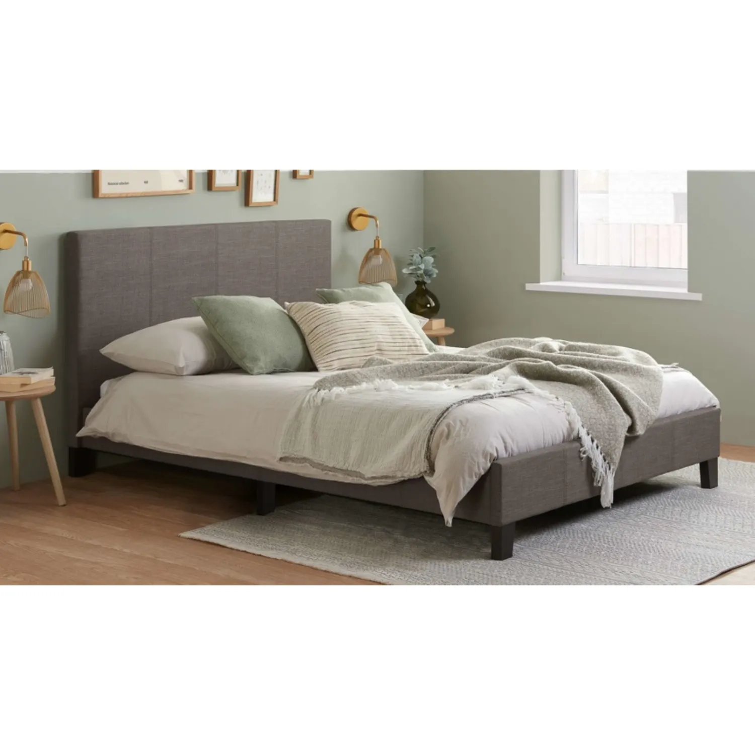 90cm Grey Fabric Low End Bed