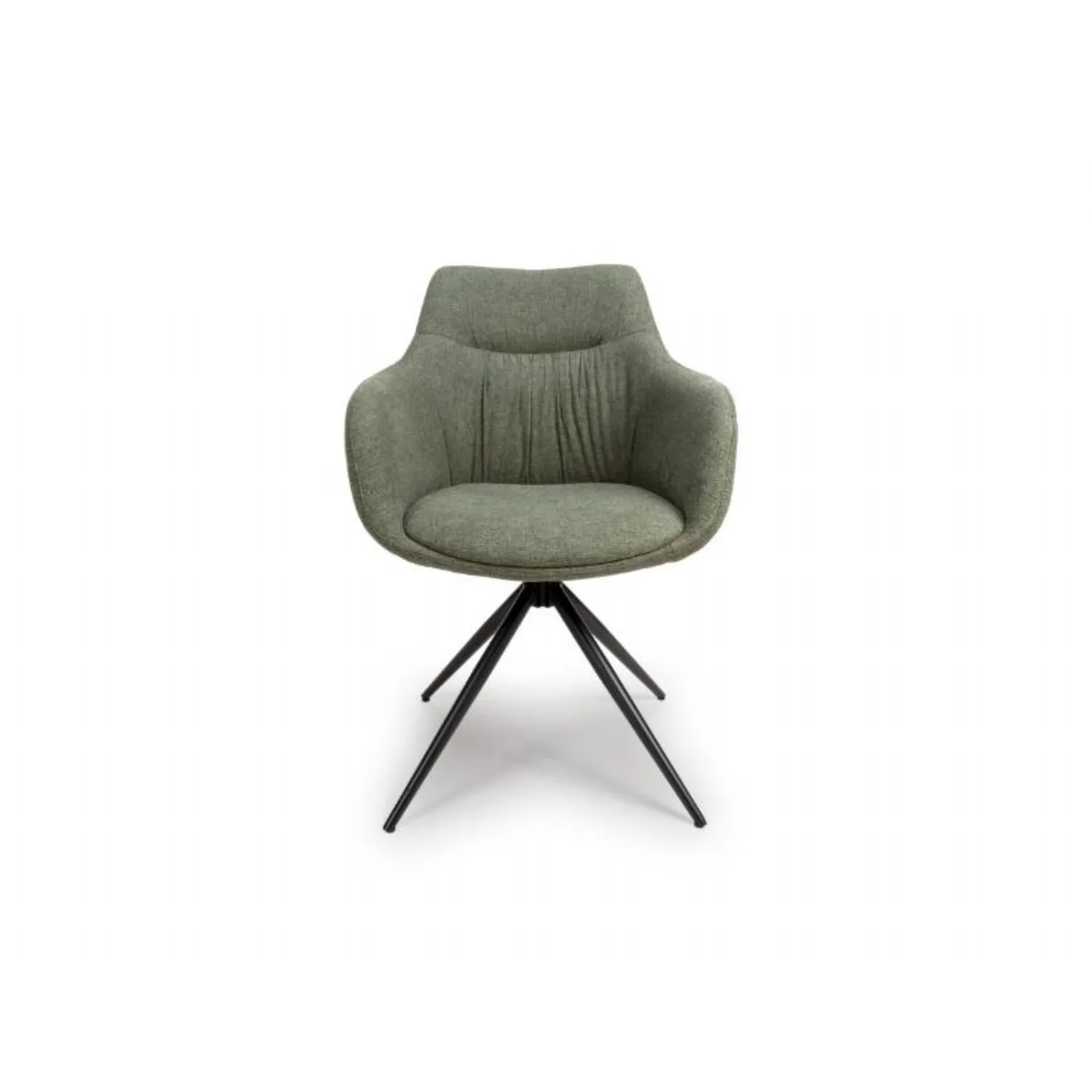 Green Easy Clean Fabric Carver Swivel Dining Chair Black Legs