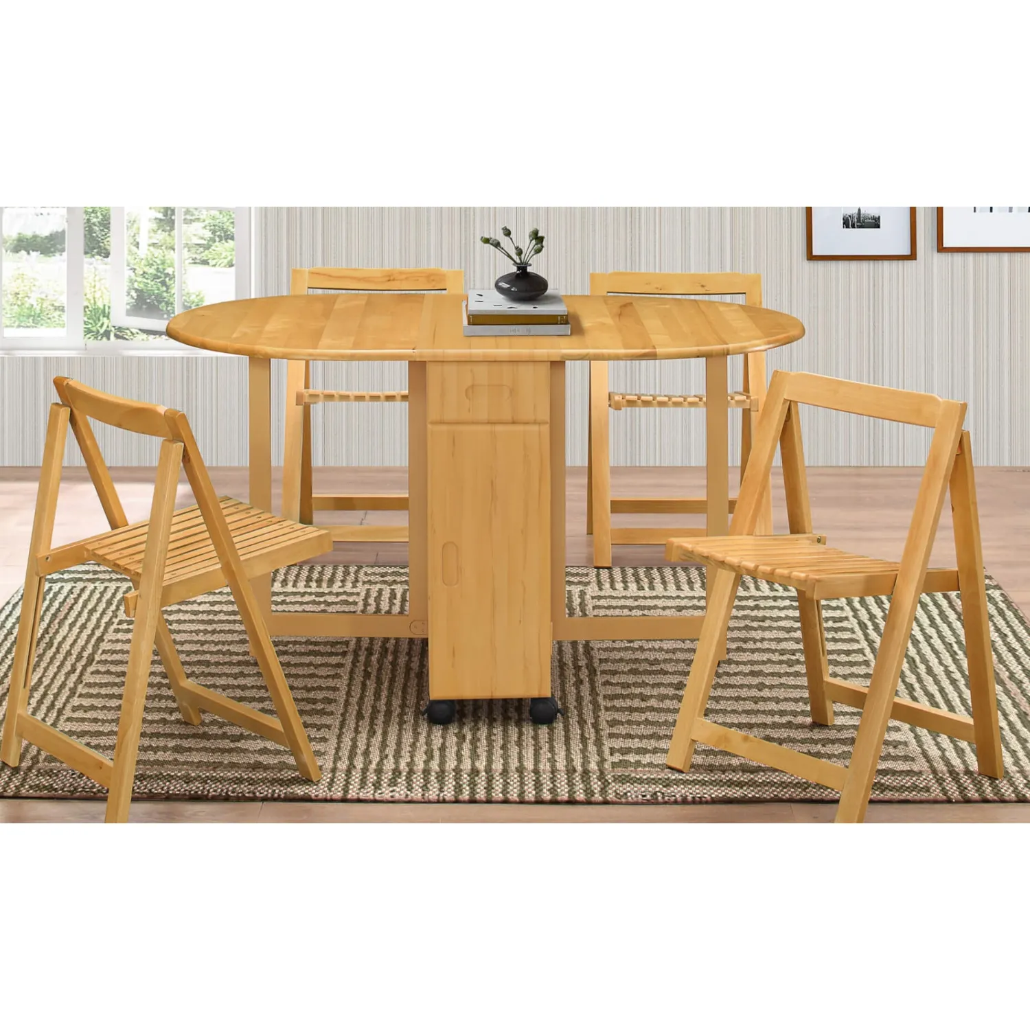 Butterfly Drop Leaf Dining Set in Light Oak