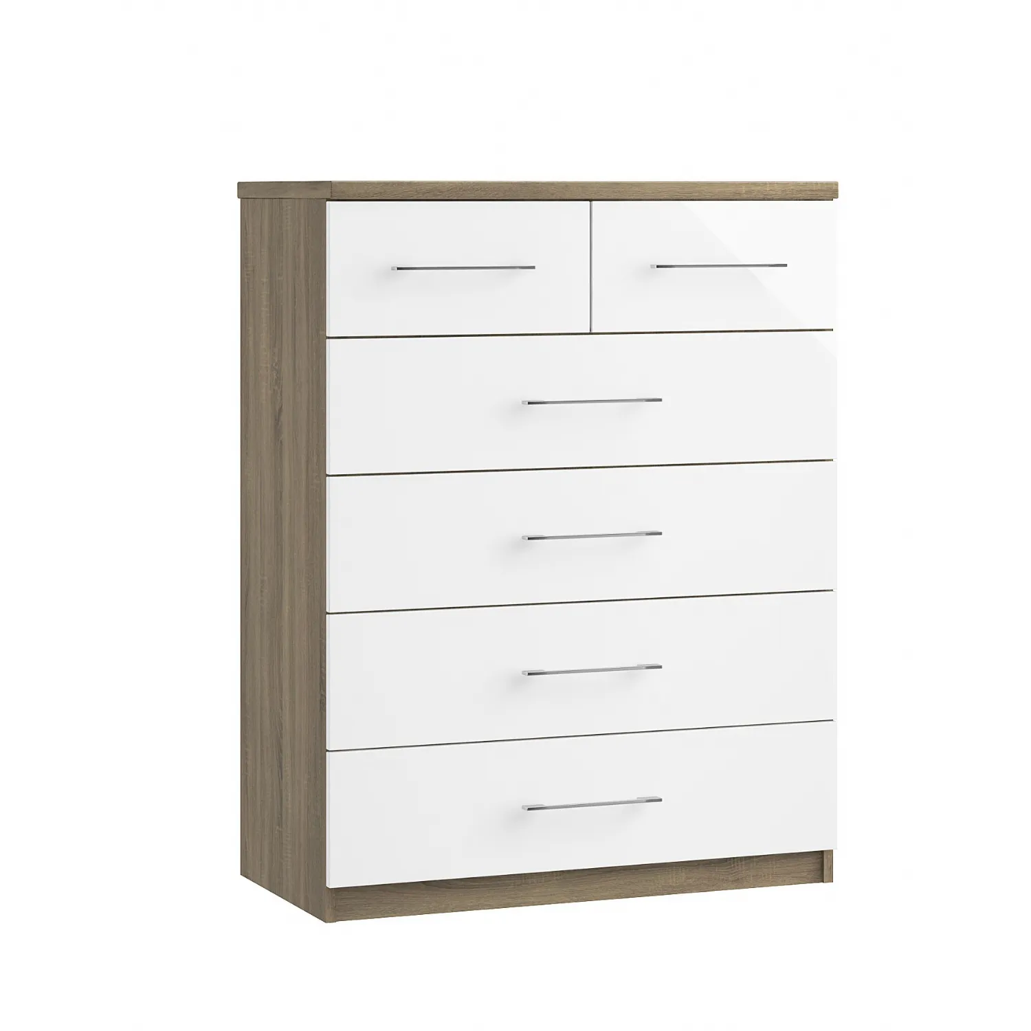 2 over 4 Drawer Chest of Drawers with Colour Option