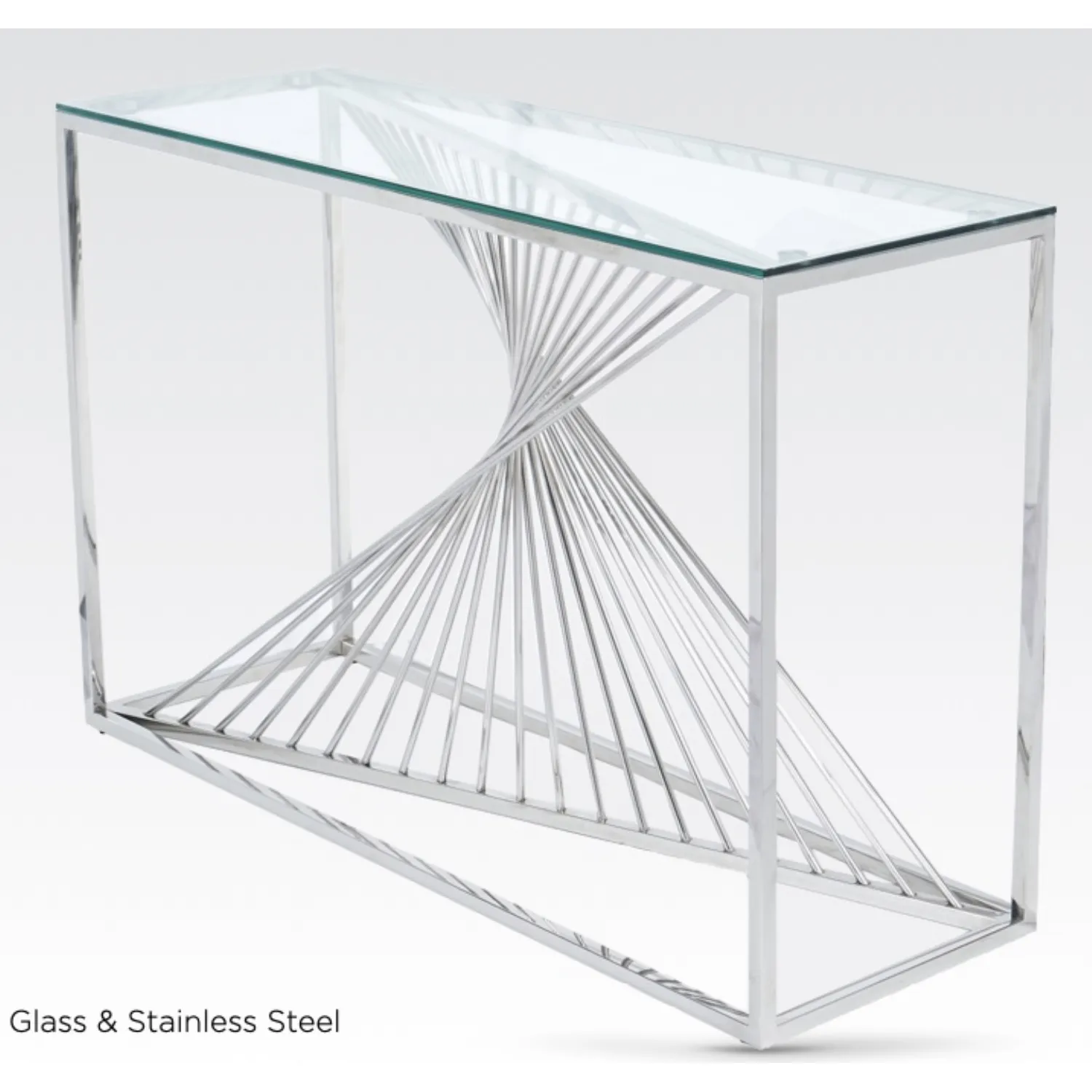 Tempered Glass and Stainless Steel Console Table