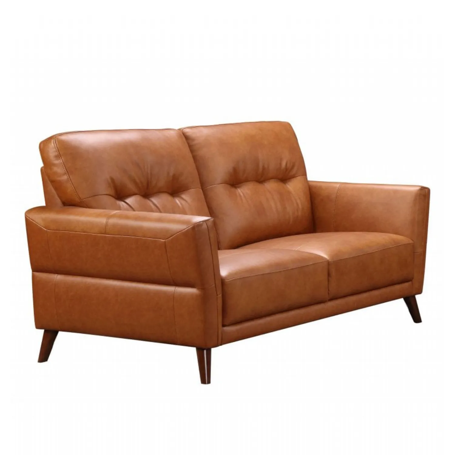 Tan Brown Leather Upholstered 2 Seater Sofa