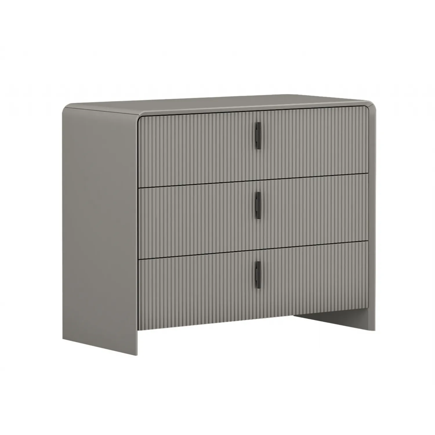 Grey Patterned Rounded Chest of 3 Drawers