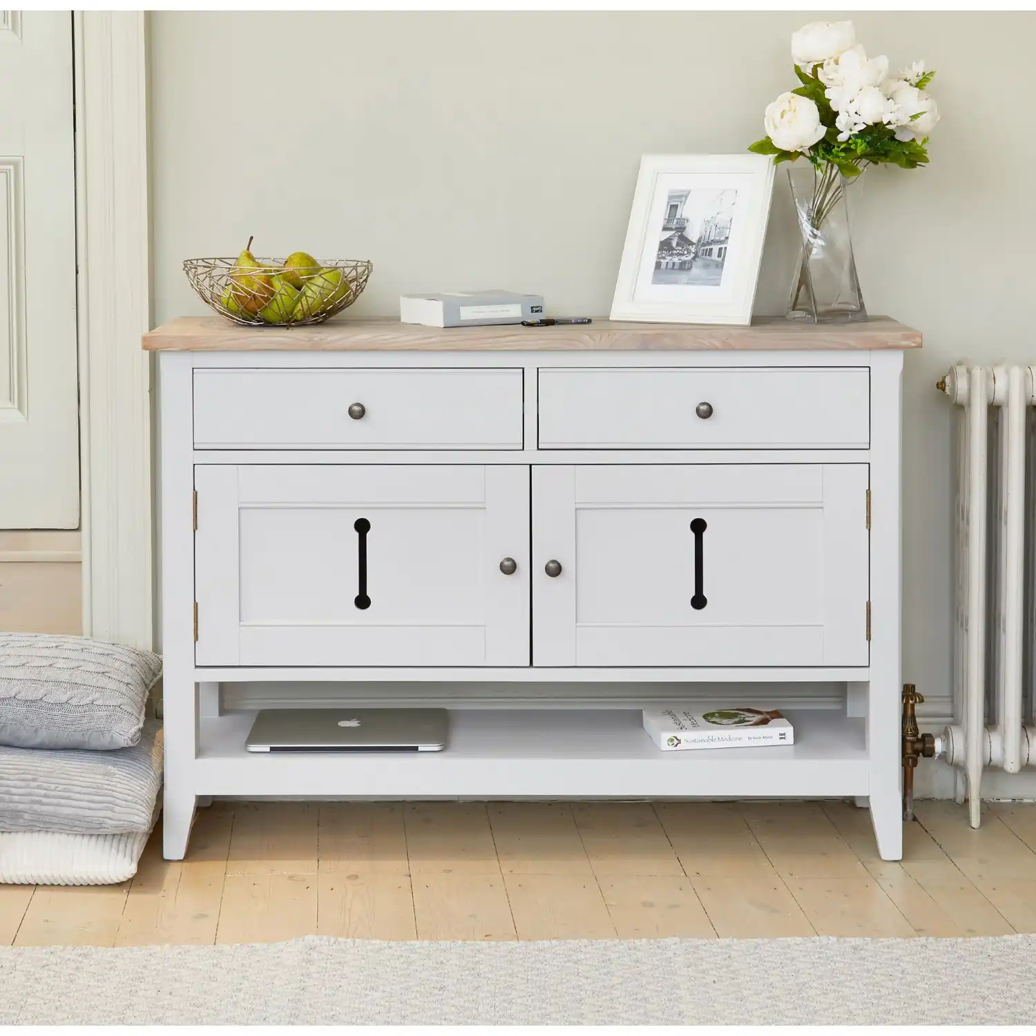 Grey Painted Small Sideboard Console Storage Cabinet