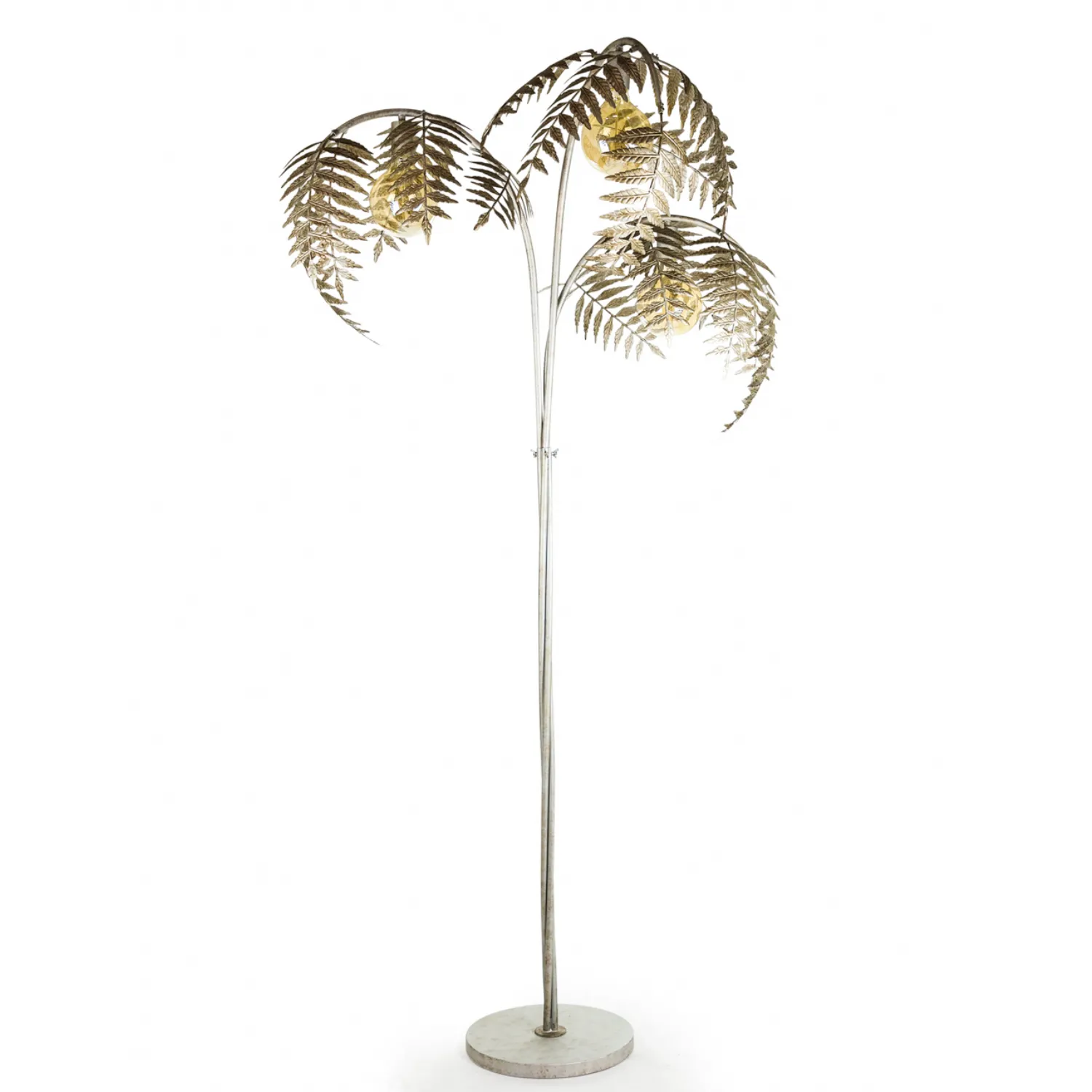 Silver Palm Tree Leaf Metal Floor Lamp