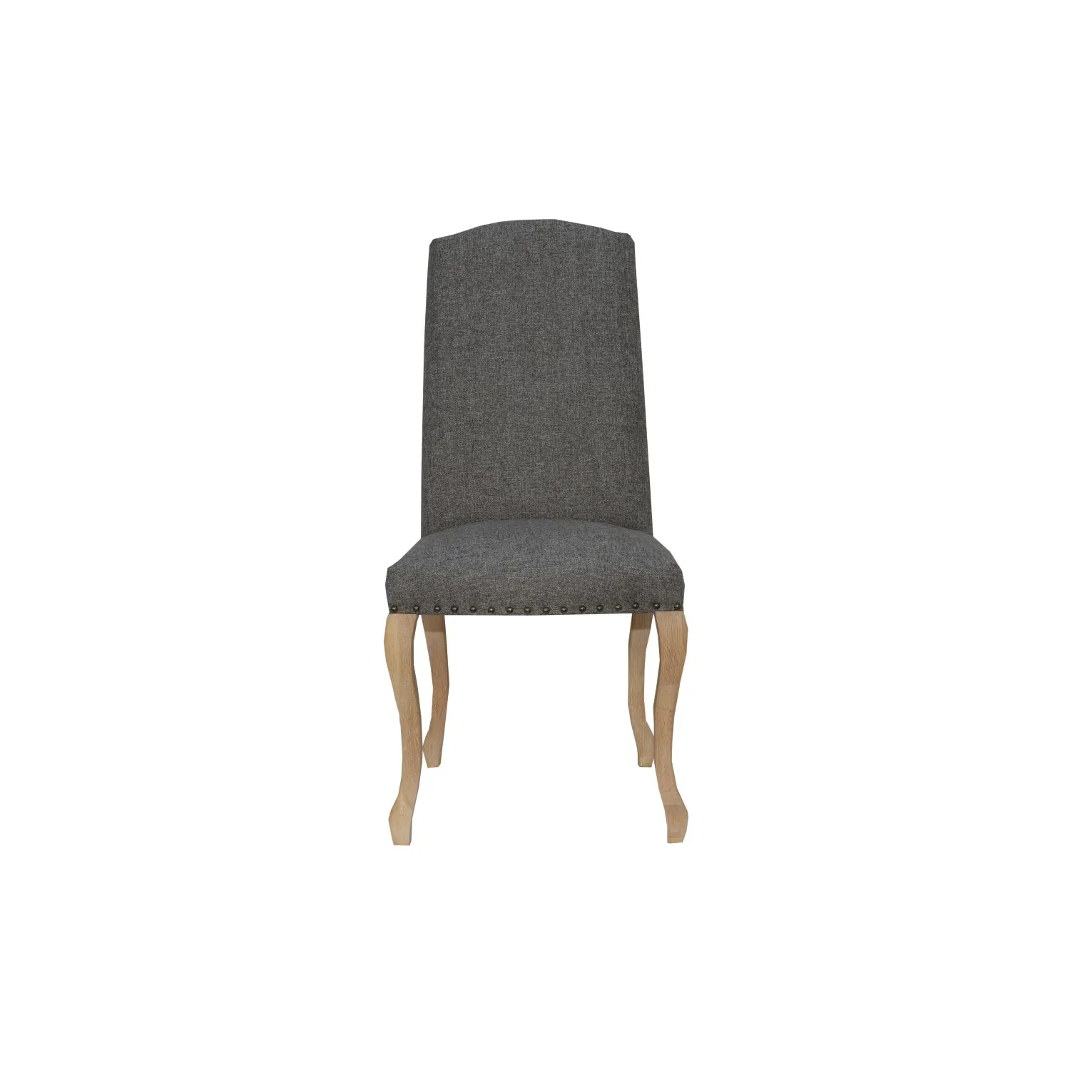 Luxury Chair With Studs And Carved Oak Legs Dark Grey