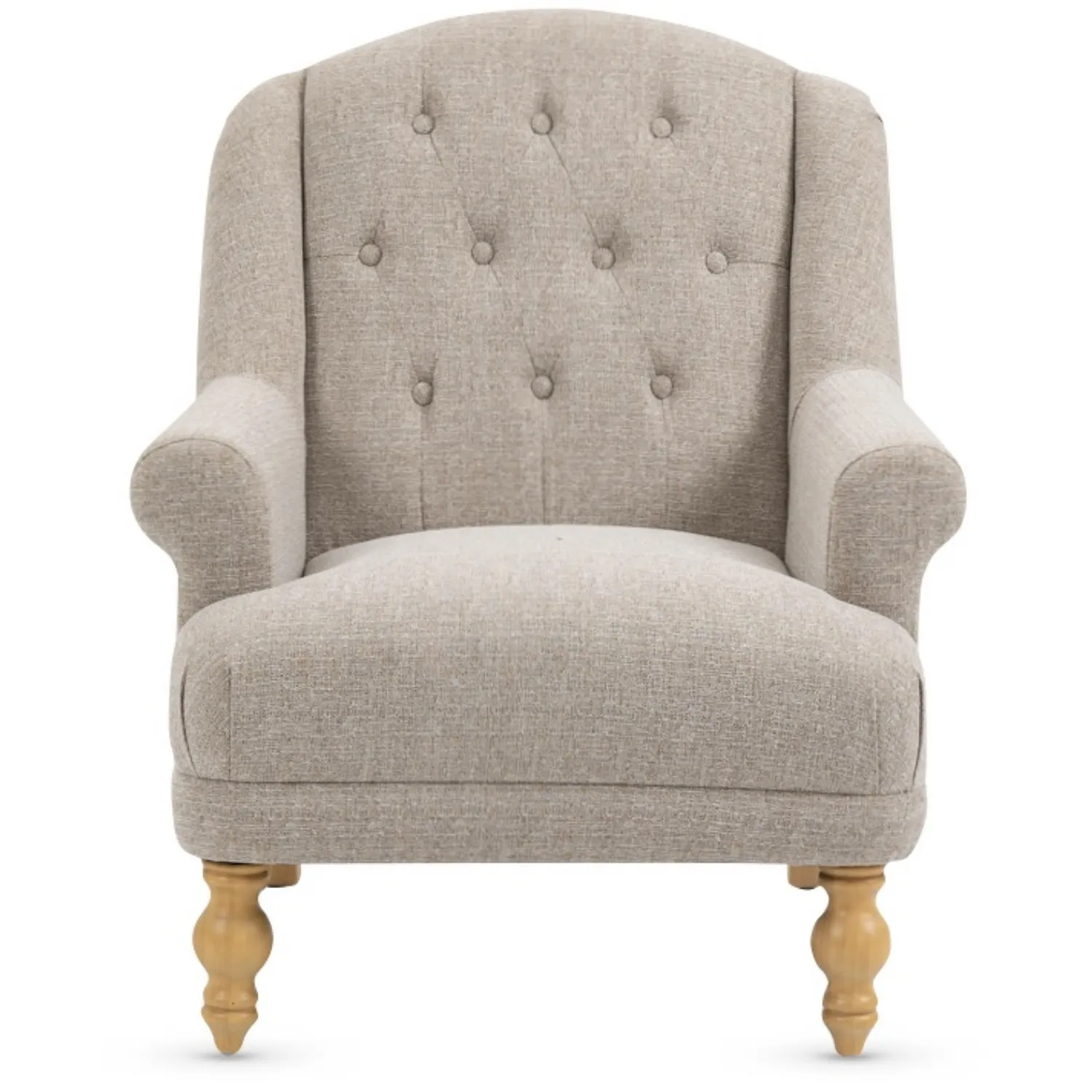 Oat Fabric Buttoned Armchair