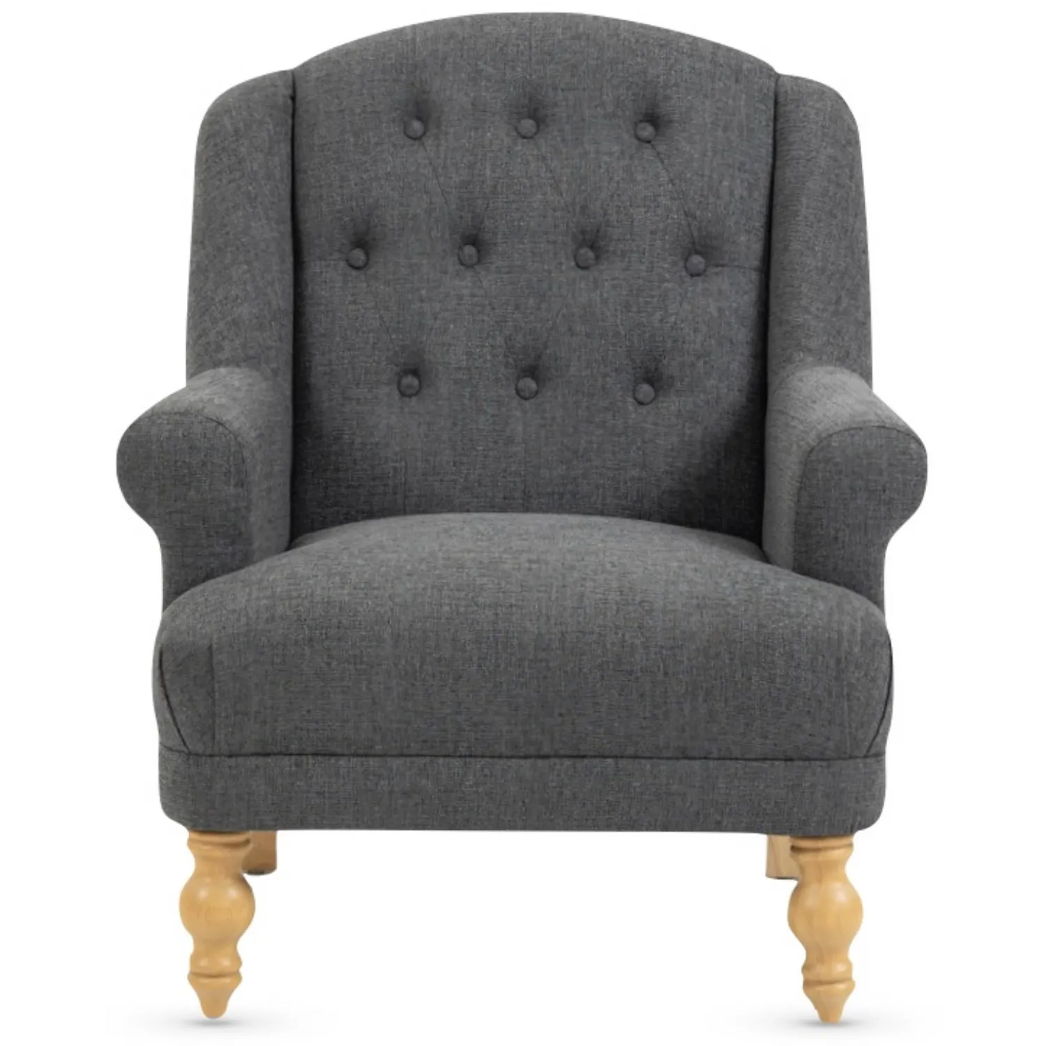 Dark Grey Fabric Buttoned Armchair