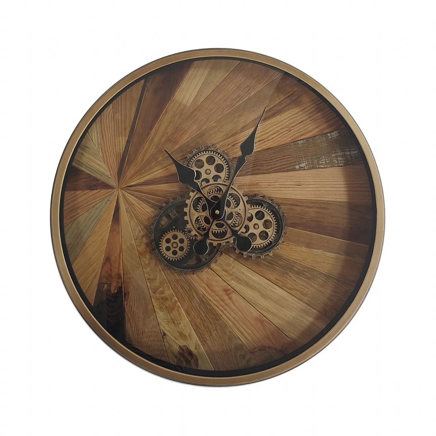 60cm Natural Wood Gears Wall Clock