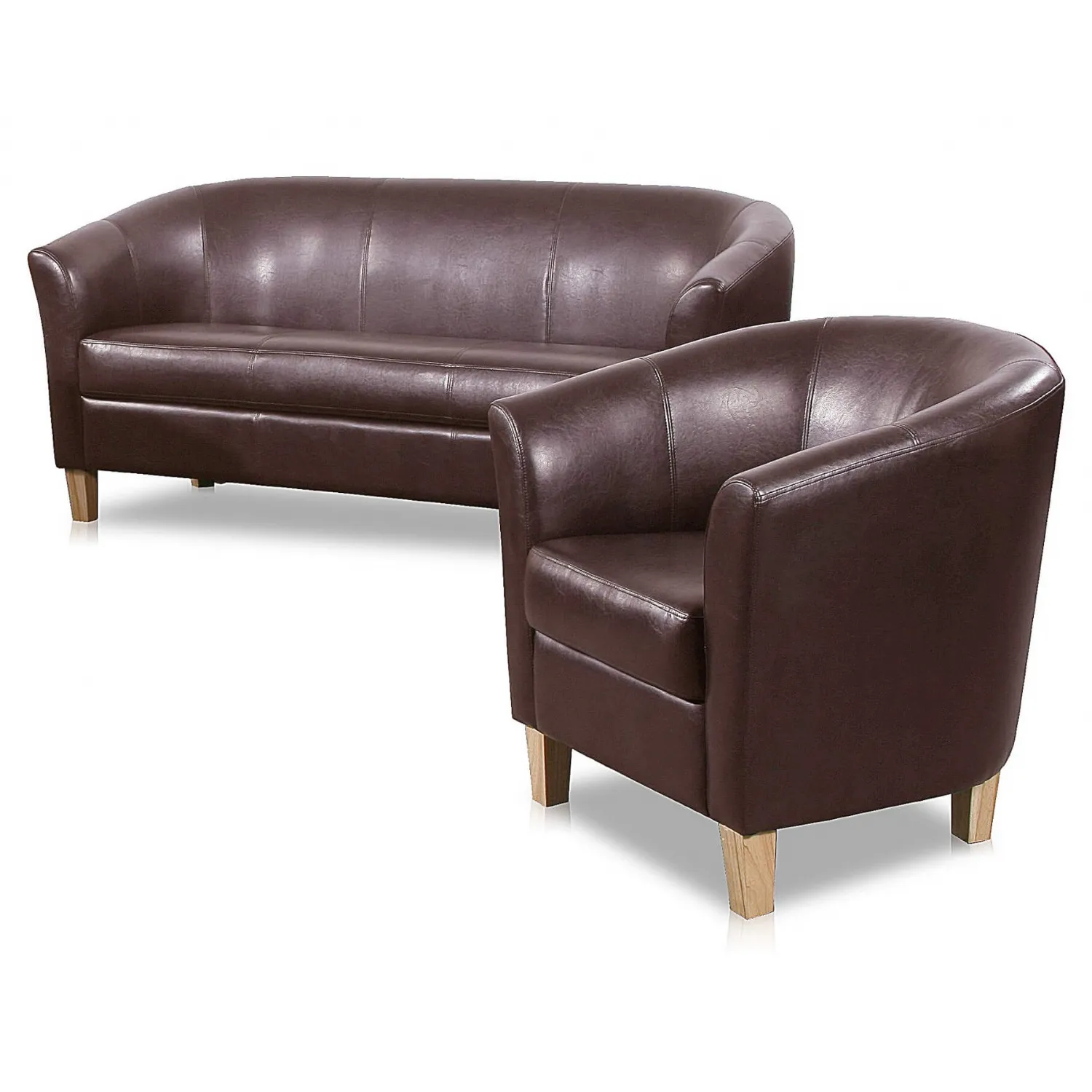 Brown Leather 2 Seater Tub Sofa