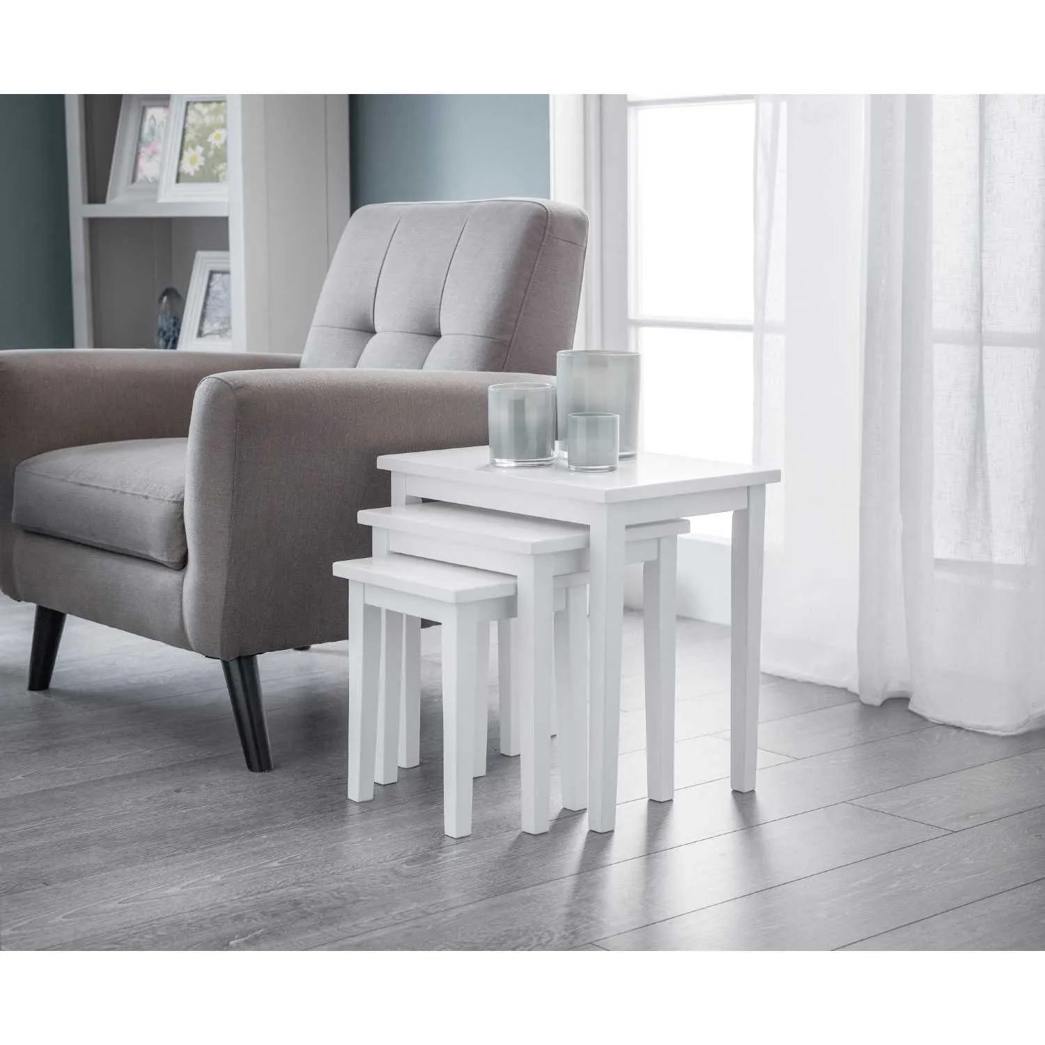 Cleo Nest Of Tables Pure White Finish