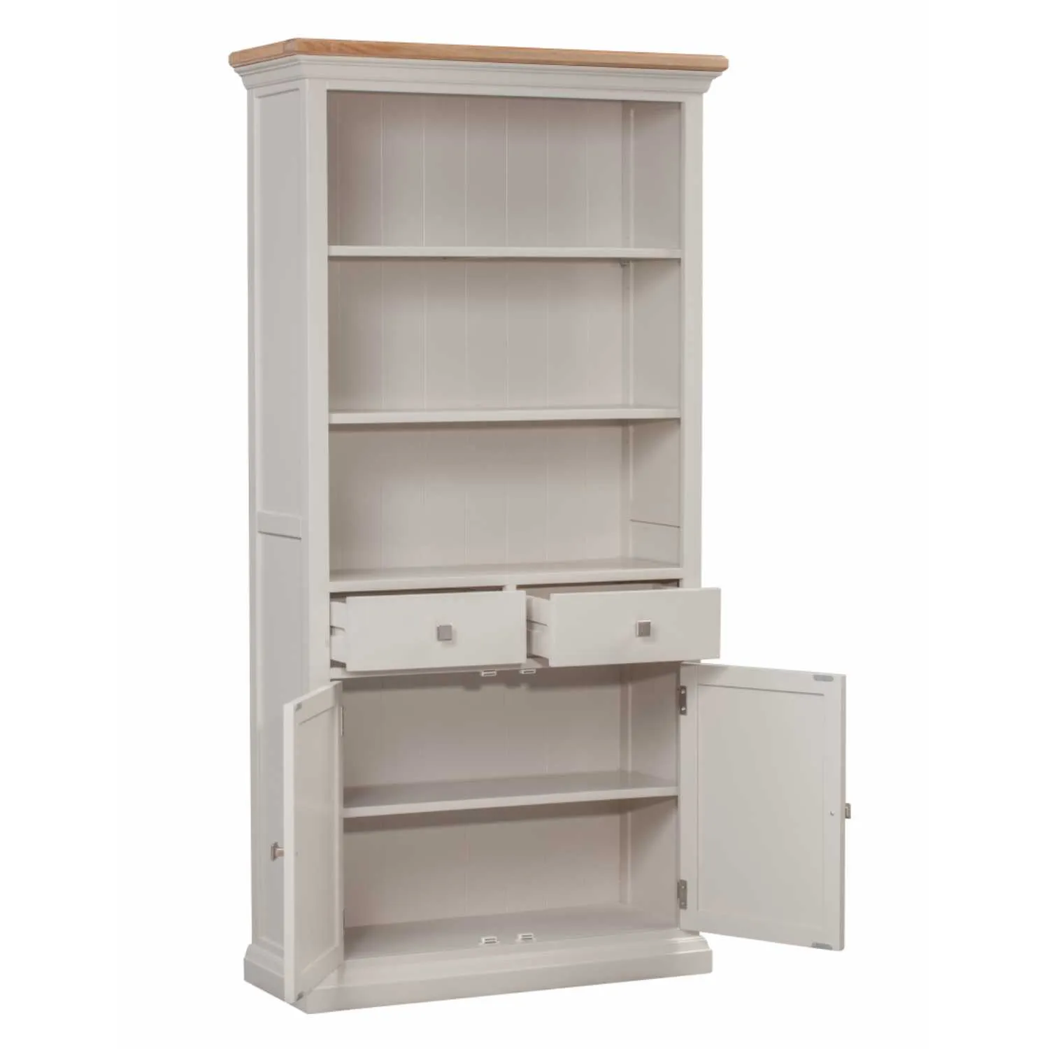 Cotswold Cream Painted Large Bookcase Drawers Cupboard Base Open Shelf Top