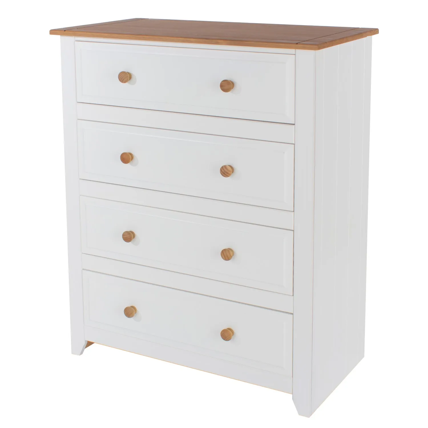 Capri Modern Arctic White Painted Solid Pine Chest of 4 Dovetail Drawers 104.3x 83.5cm