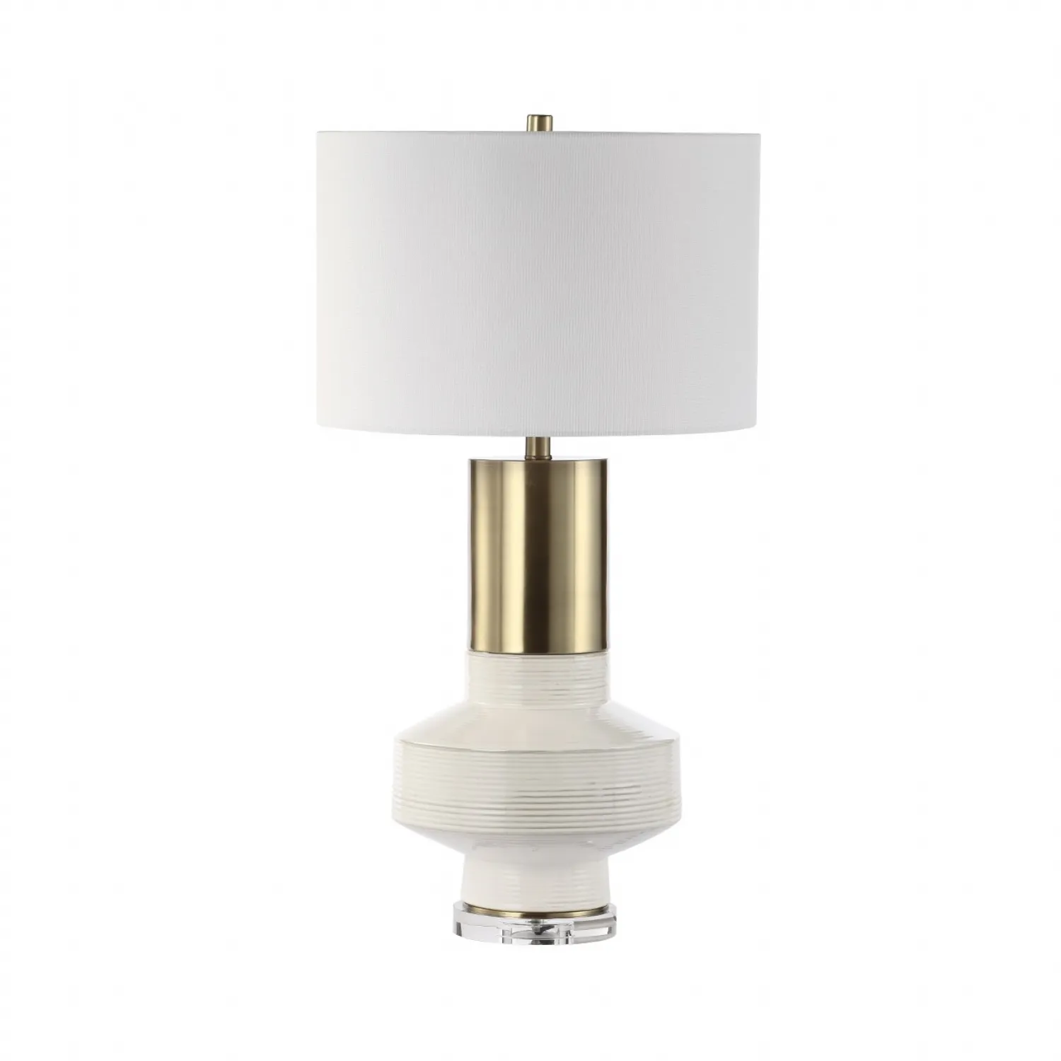 79. 5cm White Ceramic Table Lamp With White Linen Shade
