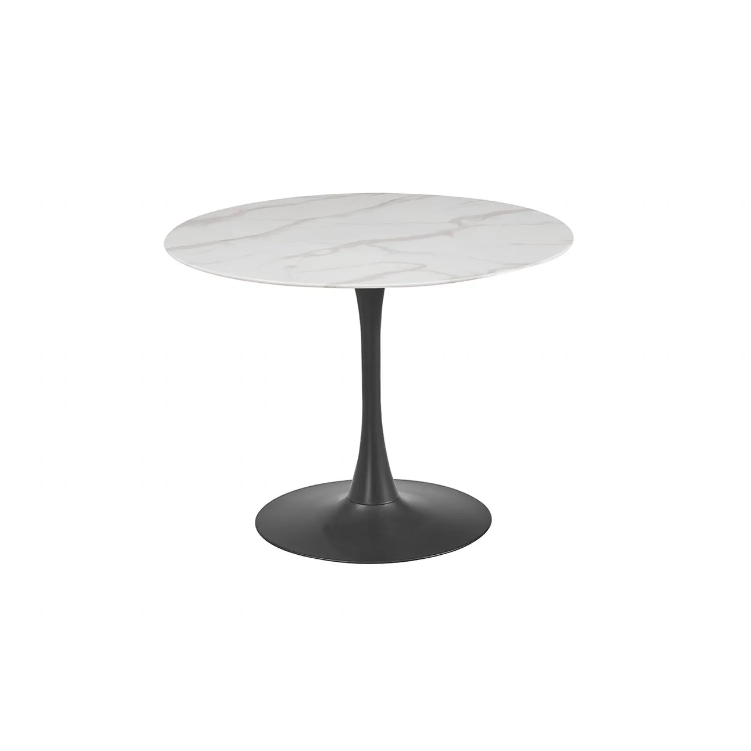 White Marbled Glass 80cm Round Kitchen Dining Table