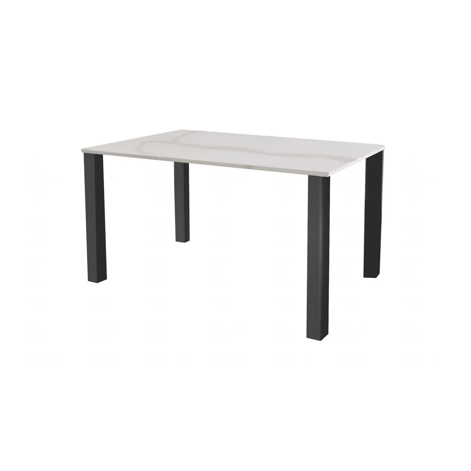 White Marble Print Tempered Glass 140cm Dining Table