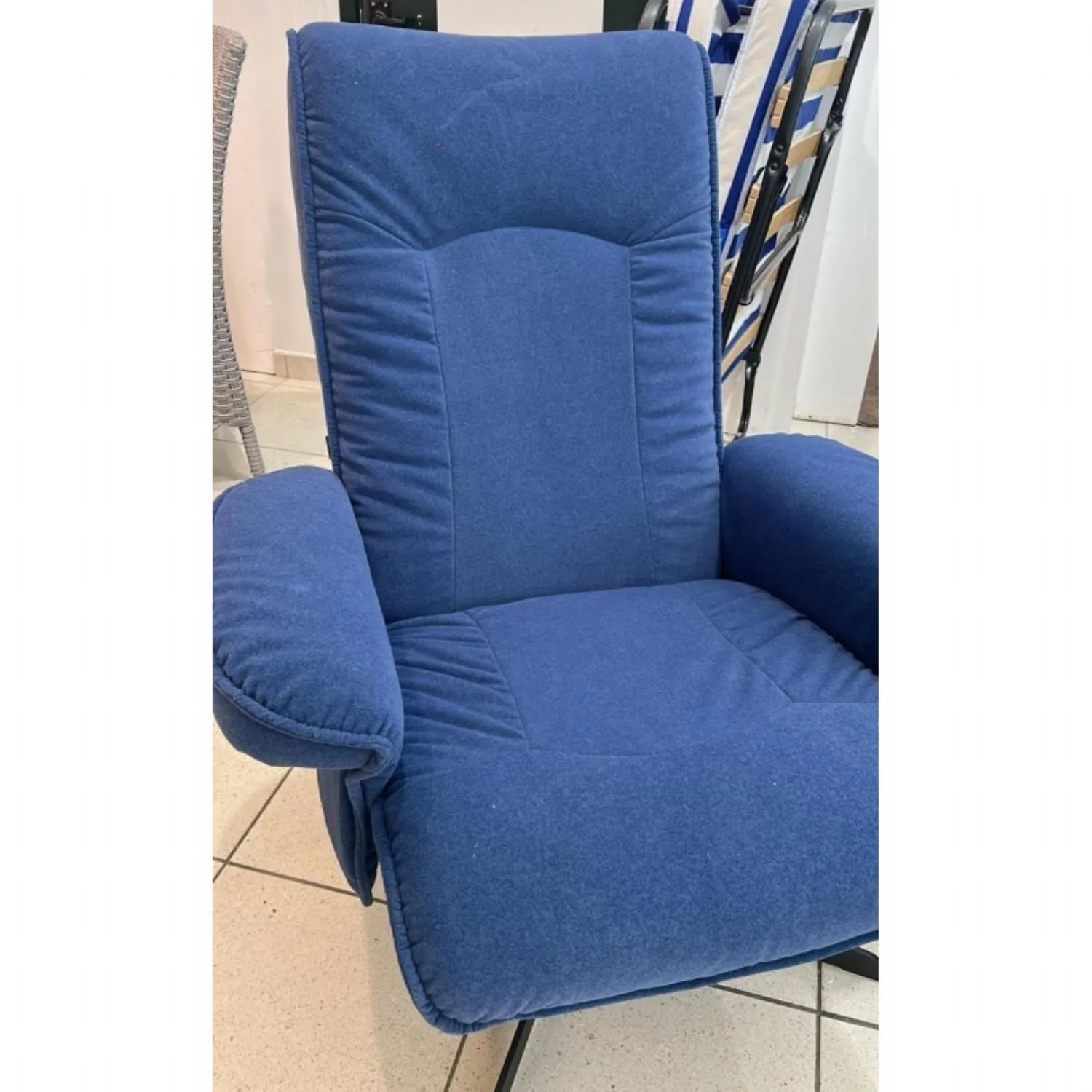 Velvet Blue Aqua Clean Fabric Recliner Chair