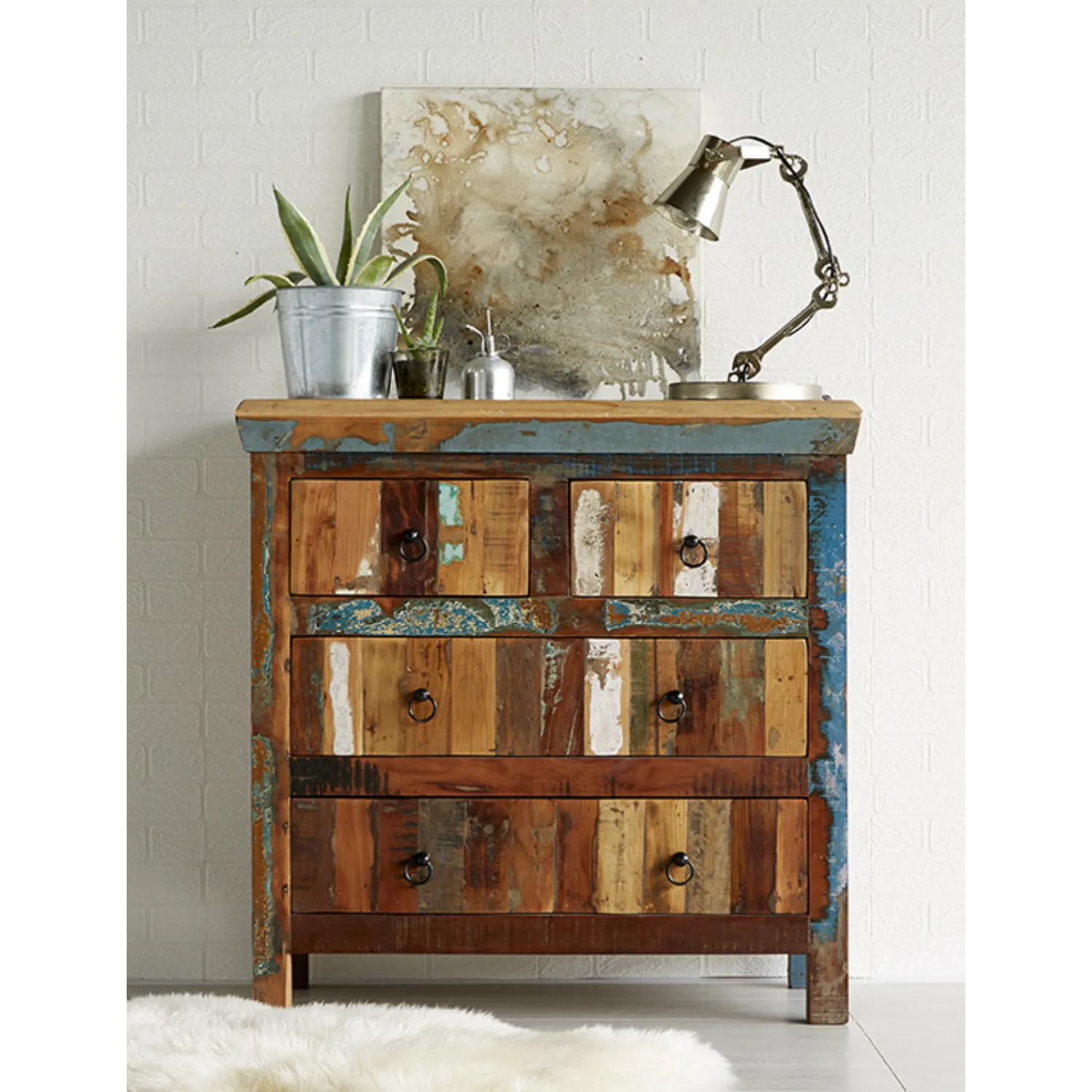 Indian Reclaimed Wood 4 Drawer Chest