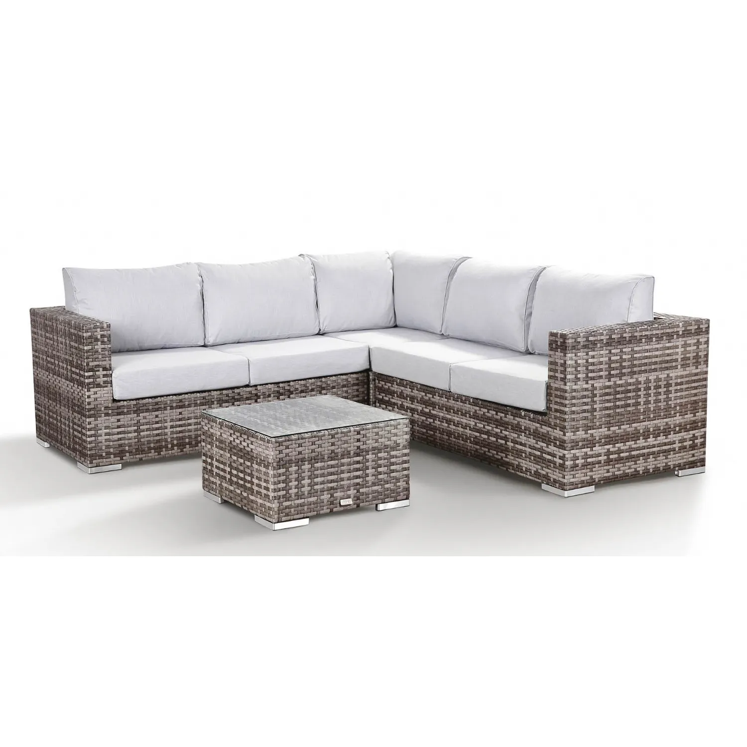 Luxury Grey Rattan Outdoor Corner Sofa Set with Coffee Table